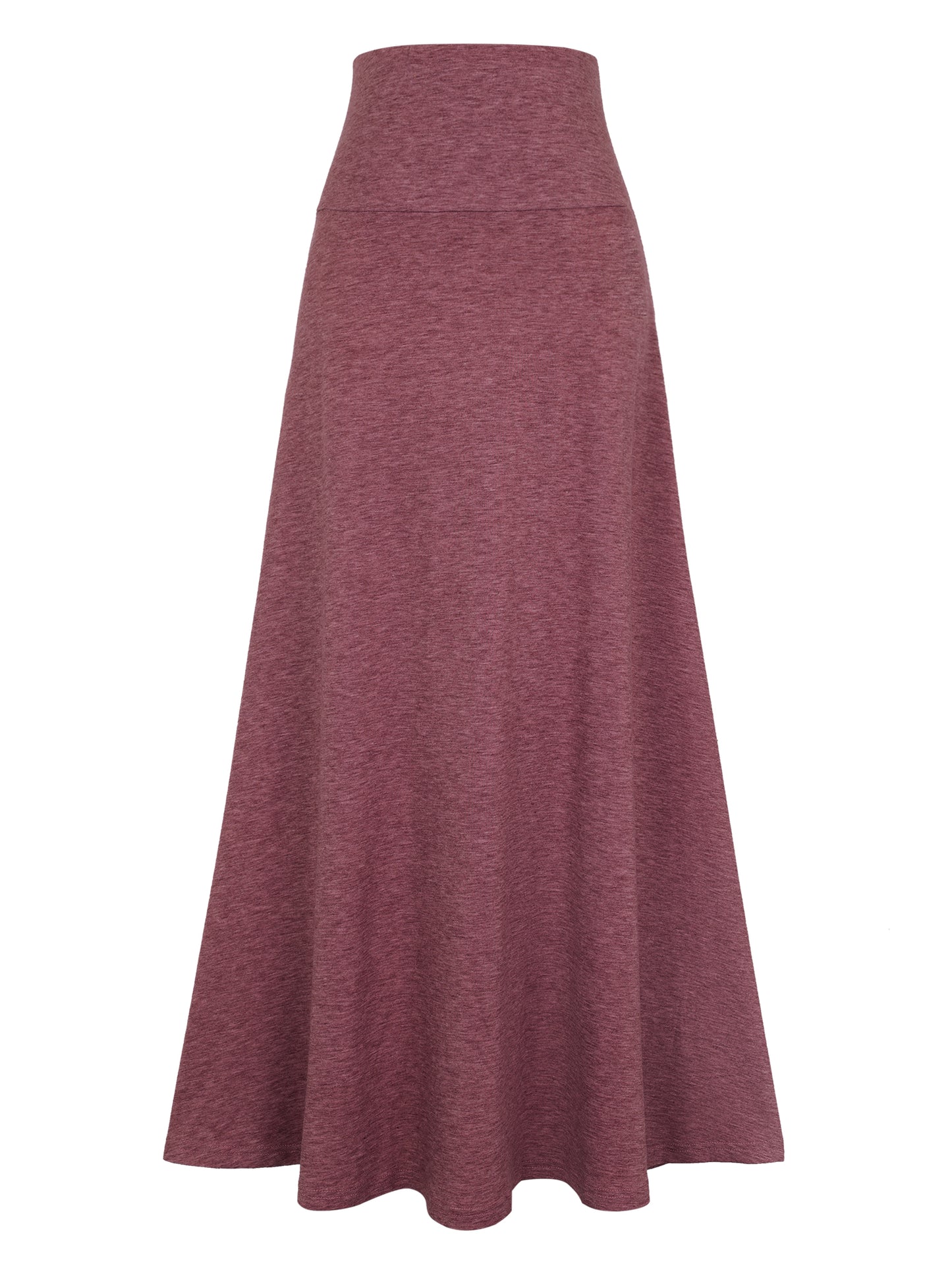 Falda larga acampanada, ligera, de talle alto y color liso para mujer