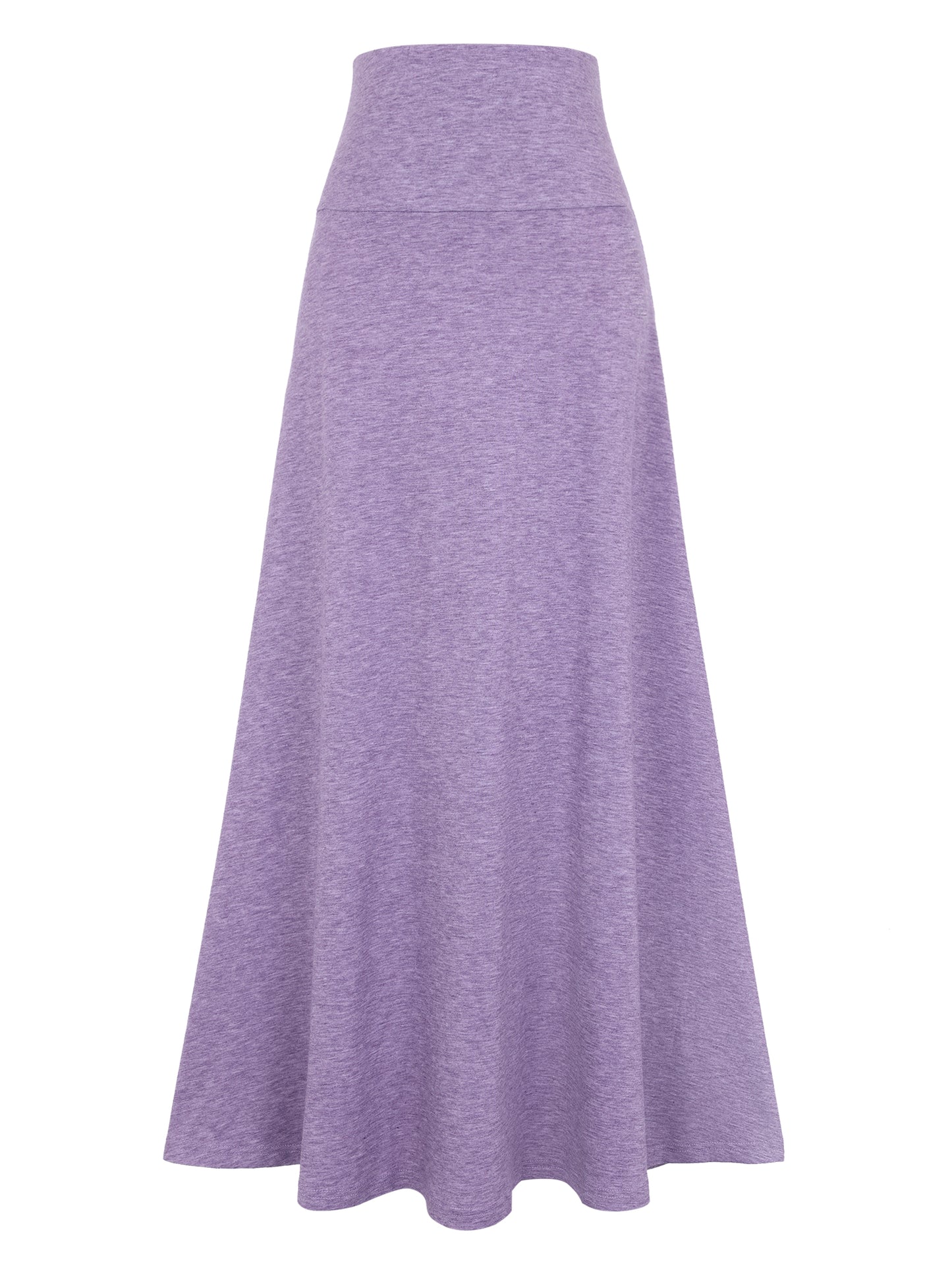 Falda larga acampanada, ligera, de talle alto y color liso para mujer