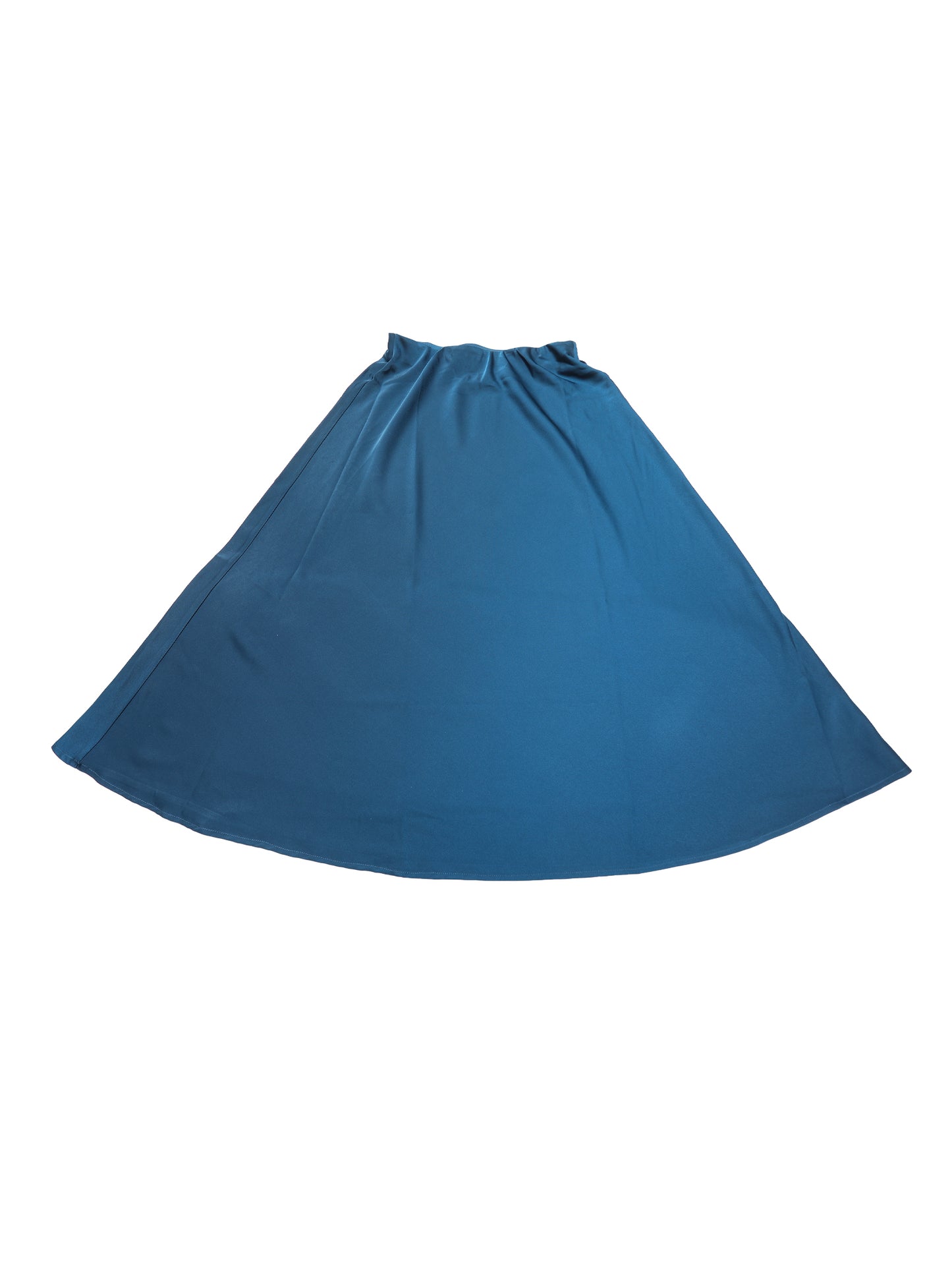 Women's High Waist A-Line Elastic Waistband Flared Satin Midi Skirt
