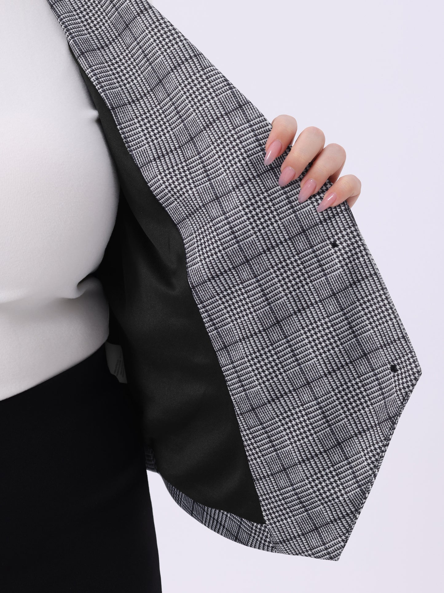Women Plus Size Checkered Vest Lined Waistcoat Retro Office Work Plaid Vest