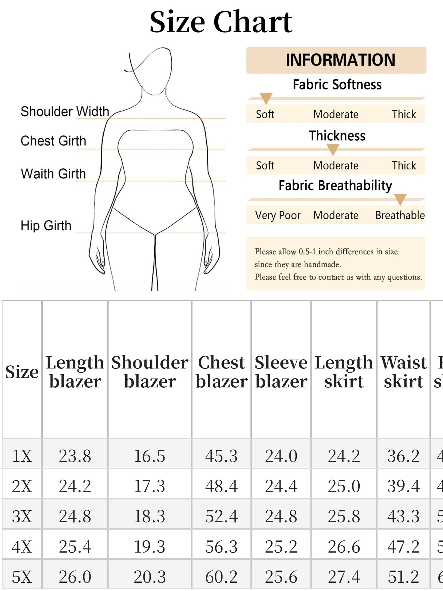 Women Plus Size Blazer and Skirt Suit Set 2 Piece Outfits Business Casual Suit Set