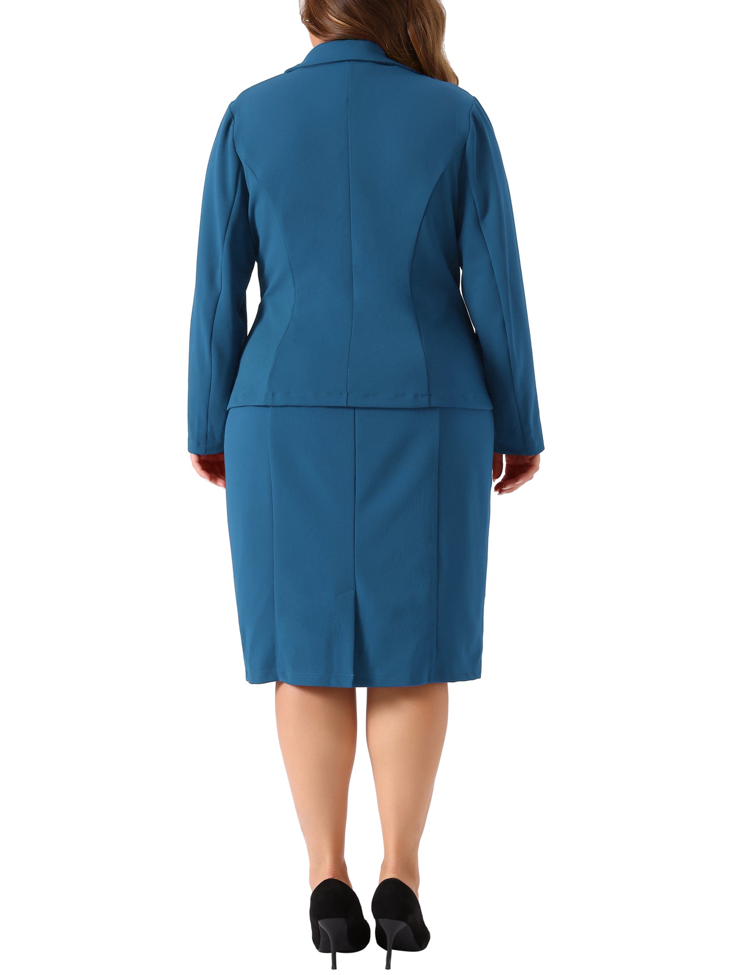 Traje de dos piezas de talla grande para mujer, chaqueta blazer y vestido sin mangas, conjunto informal de negocios