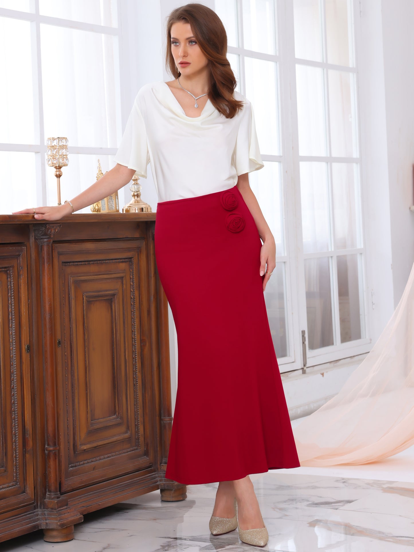 Women's Fishtail High Waist Formal Cocktail Evening Bodycon Long Maxi Mermaid Skirt