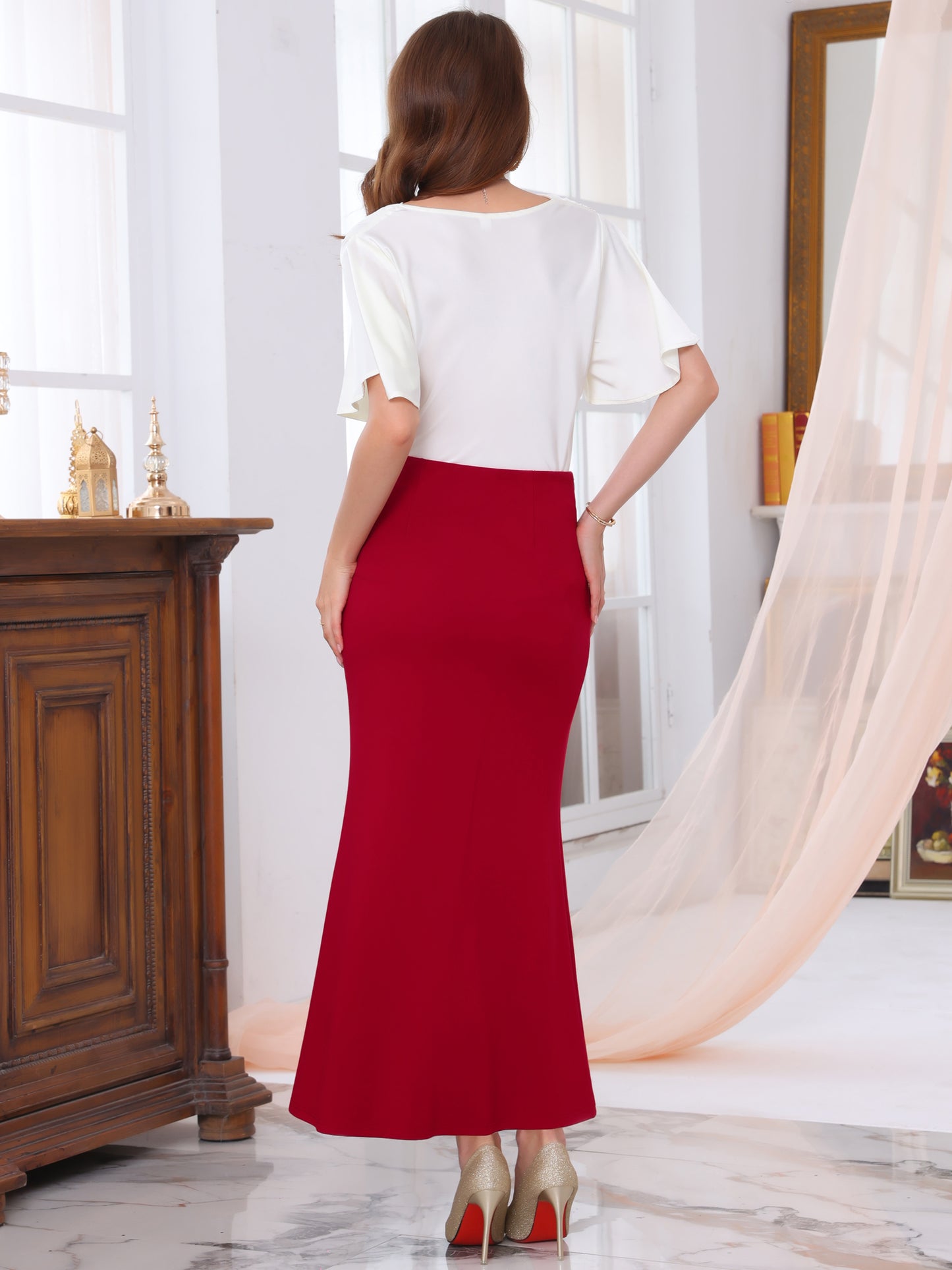 Women's Fishtail High Waist Formal Cocktail Evening Bodycon Long Maxi Mermaid Skirt