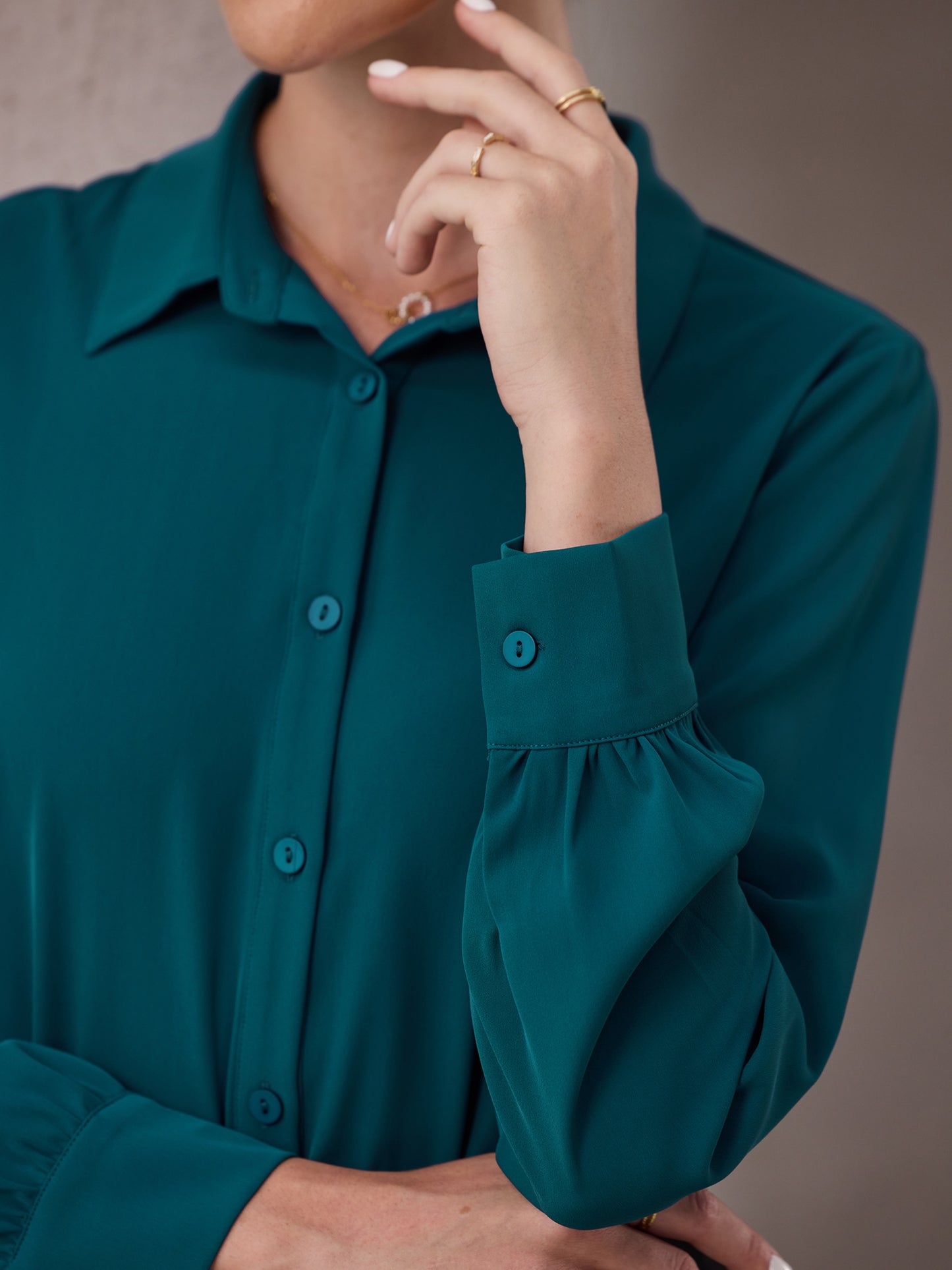 Women's Long Sleeve Bodysuits Work Button Up Shirt Top