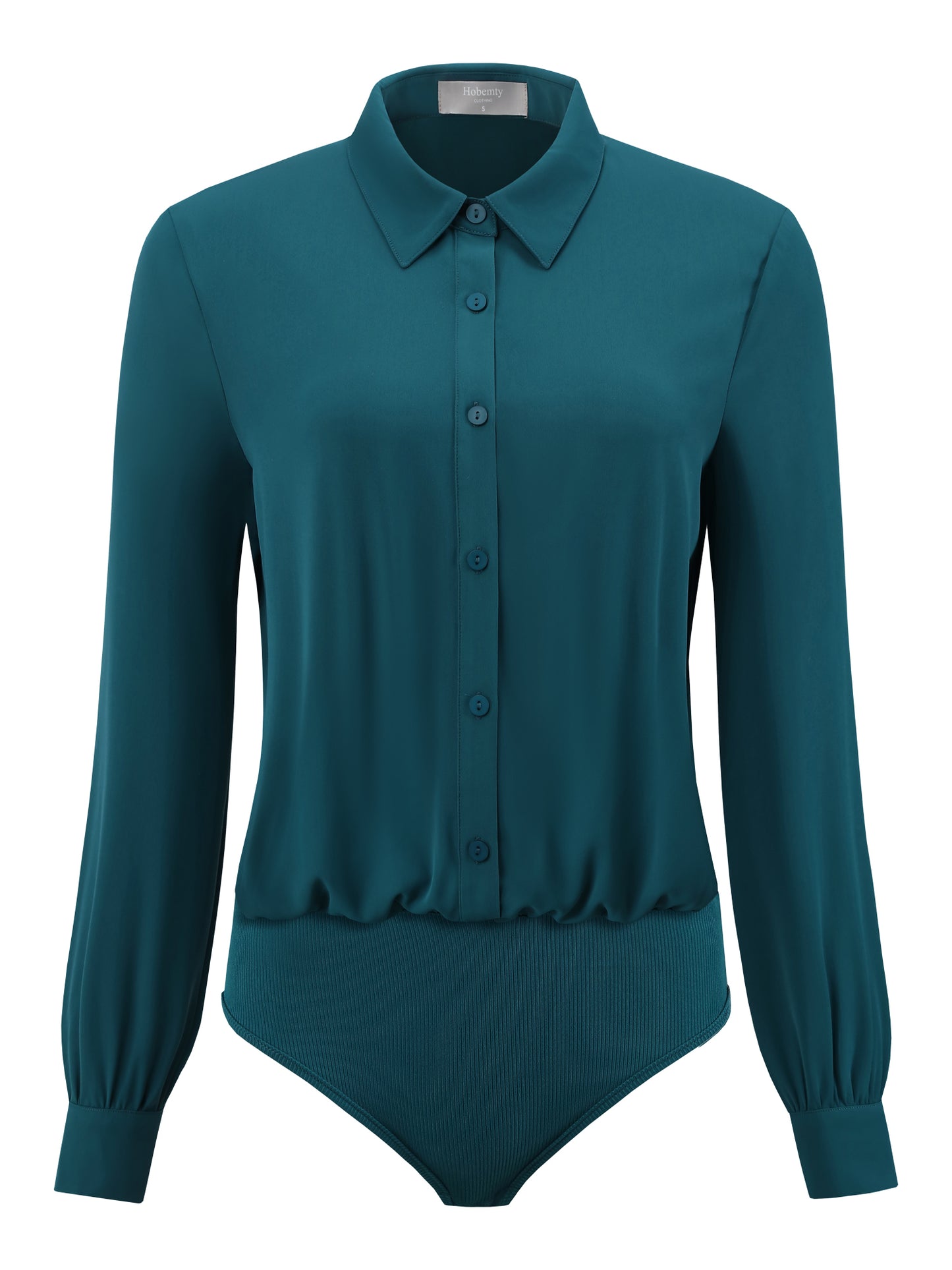 Women's Long Sleeve Bodysuits Work Button Up Shirt Top