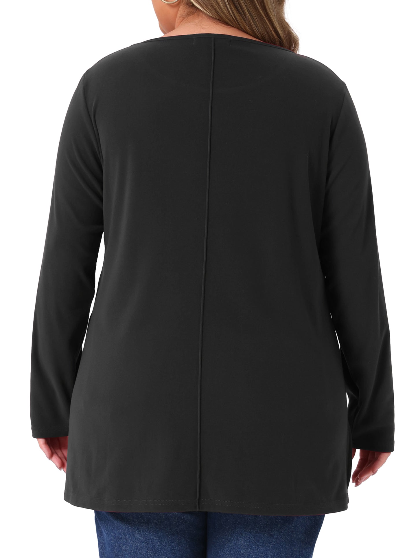 Women Plus Size T-Shirt Crew Neck High Low Hem Long Sleeve Side Slit Blouse Top