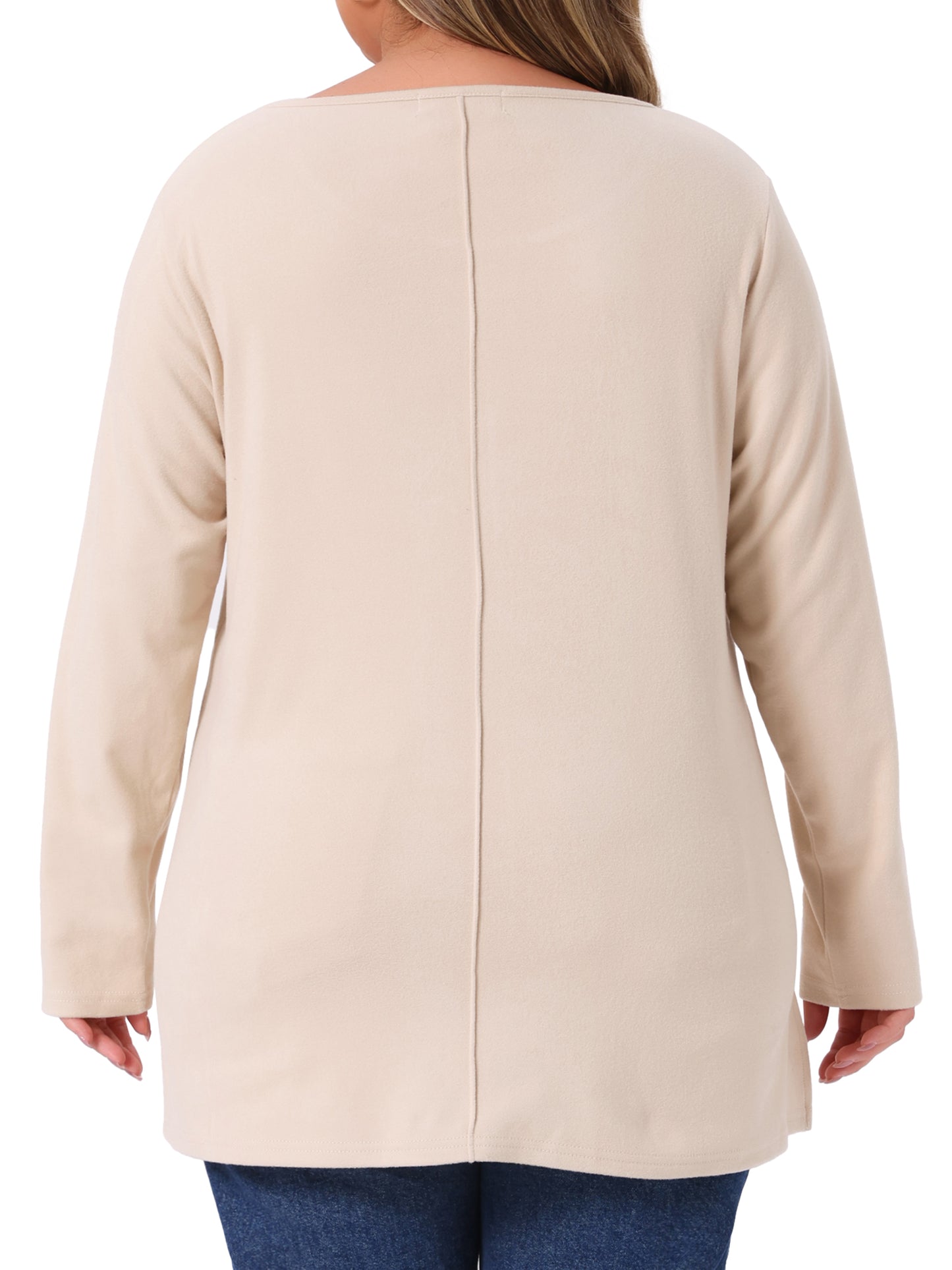 Women Plus Size T-Shirt Crew Neck High Low Hem Long Sleeve Side Slit Blouse Top