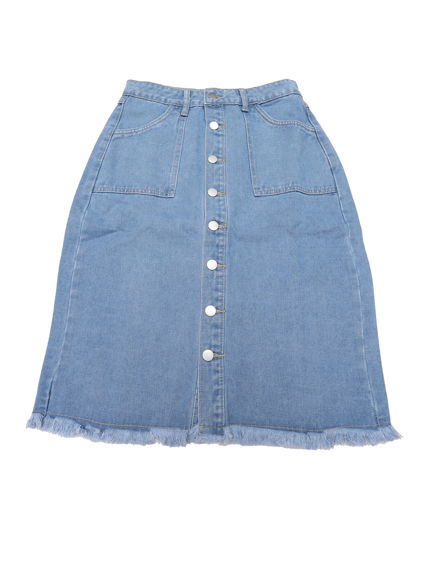 Women's Button Down Summer Casual H-Line Knee Length Denim Skirt