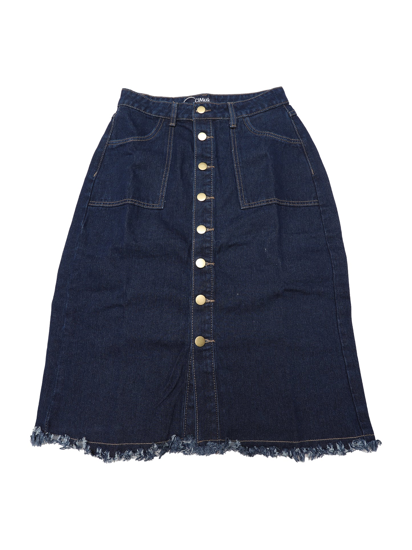 Women's Button Down Summer Casual H-Line Knee Length Denim Skirt
