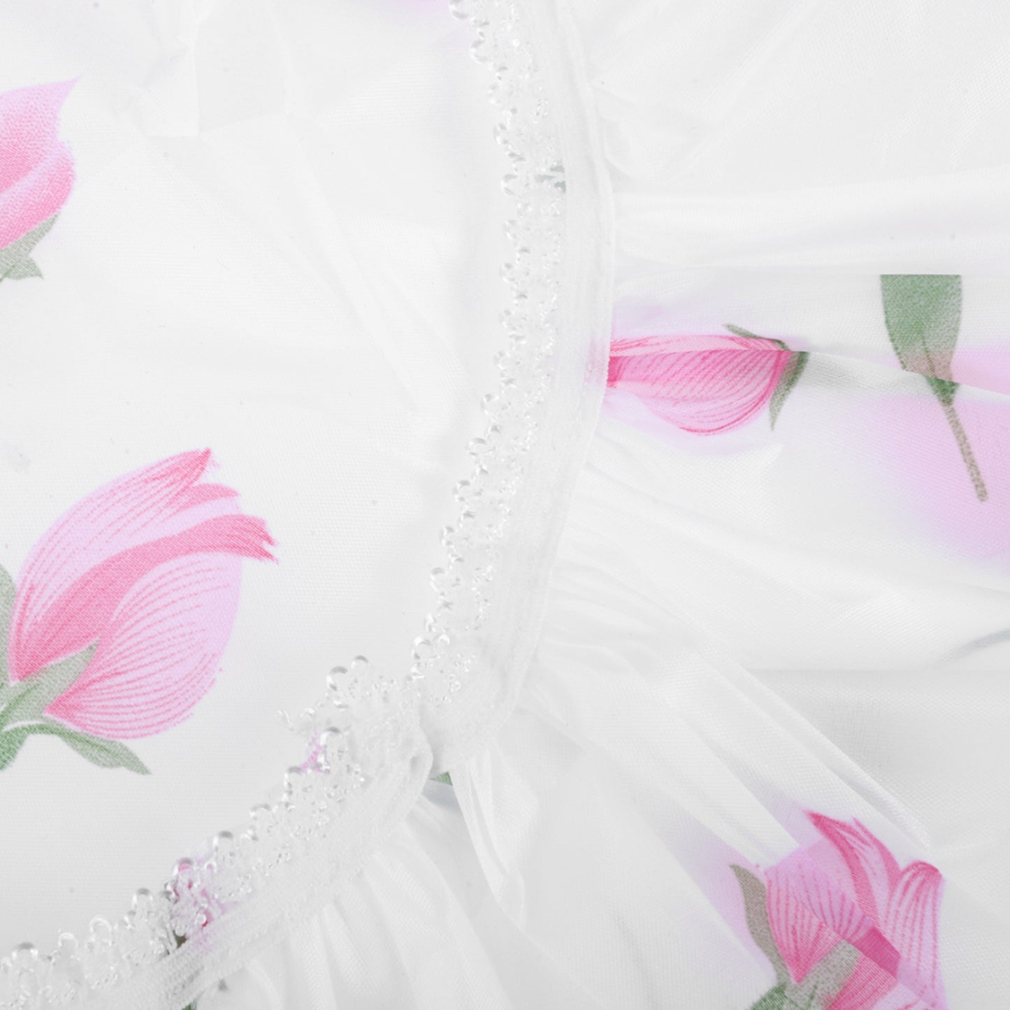 3 Pcs Flower Single Layer Shower Cap for Bathroom White Pink