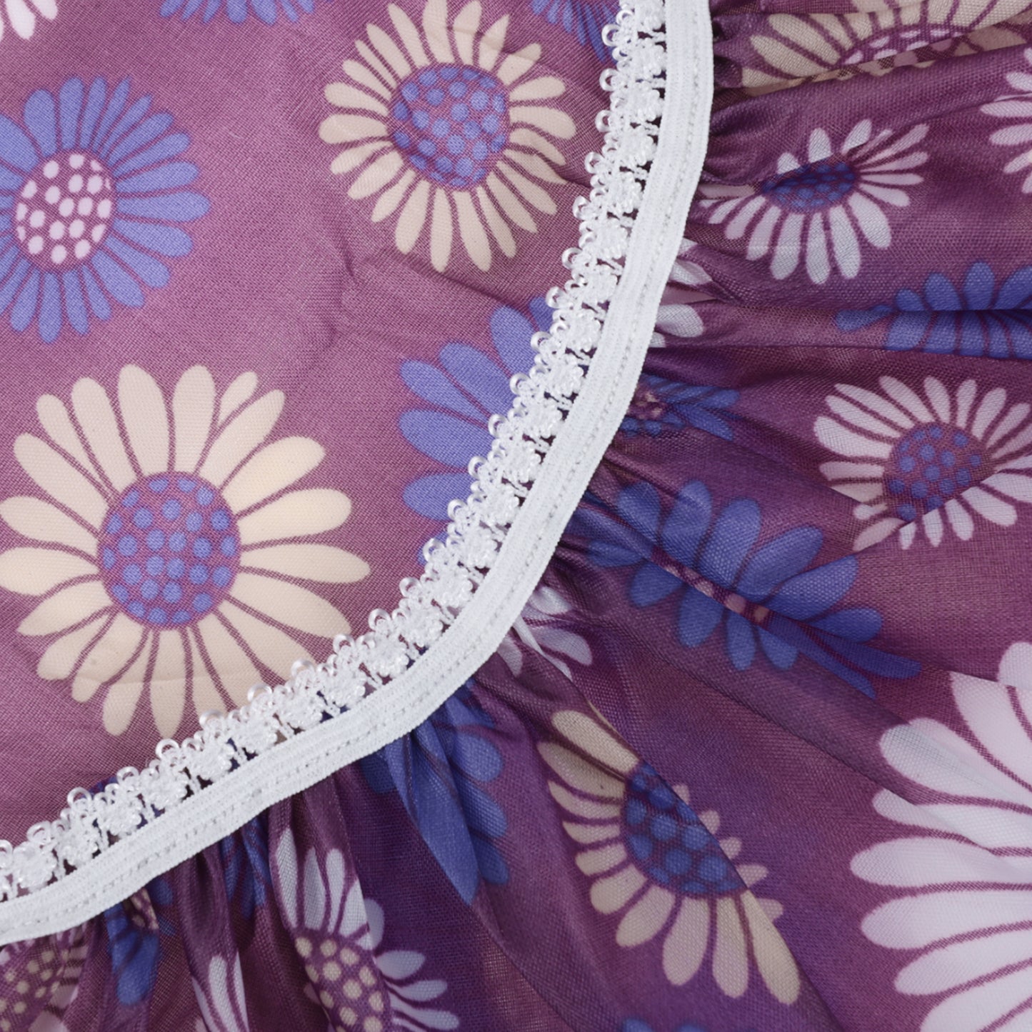 3 Pcs Flower Single Layer Shower Cap for Bathroom Purple