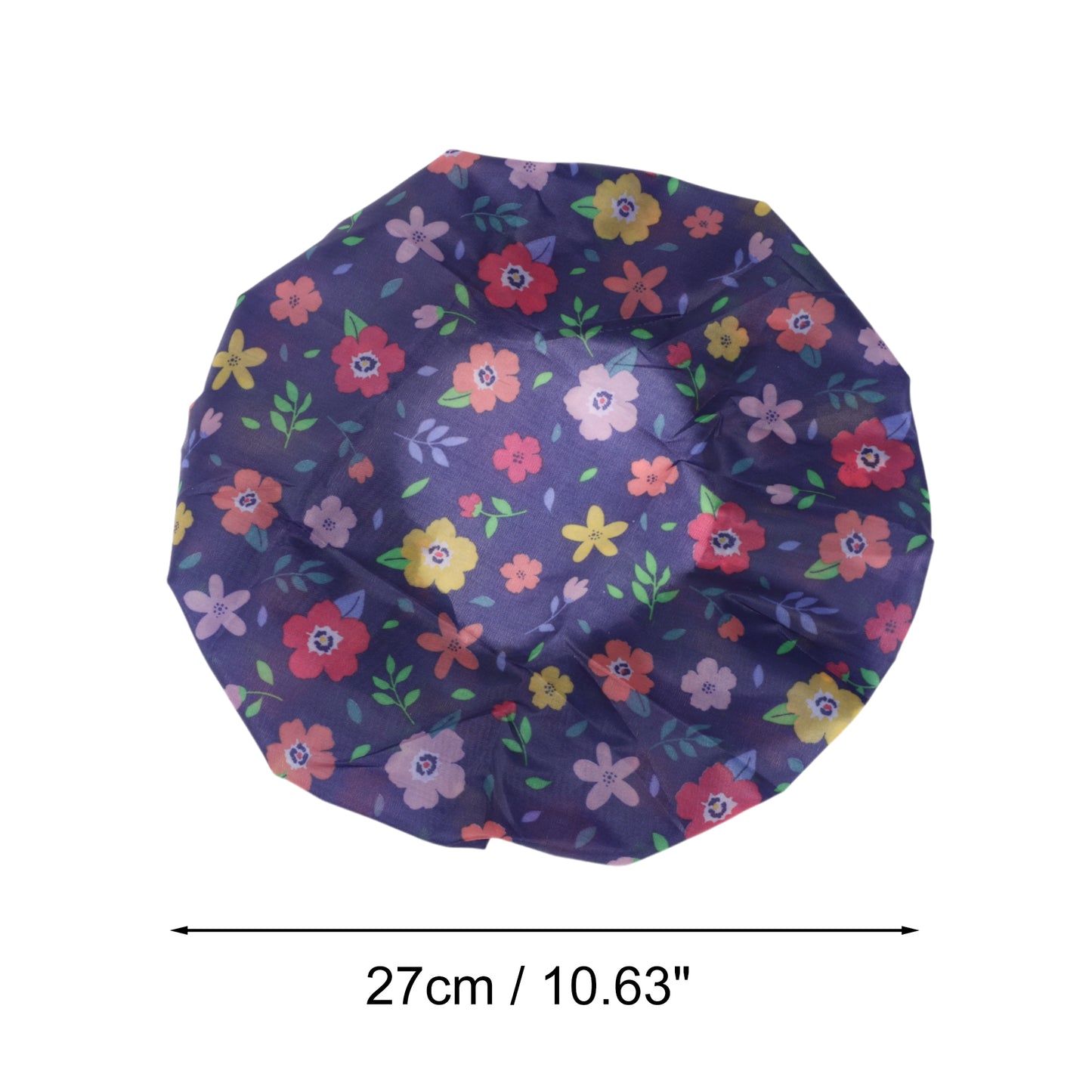 3 Pcs Flower Single Layer Shower Cap for Bathroom Dark Blue