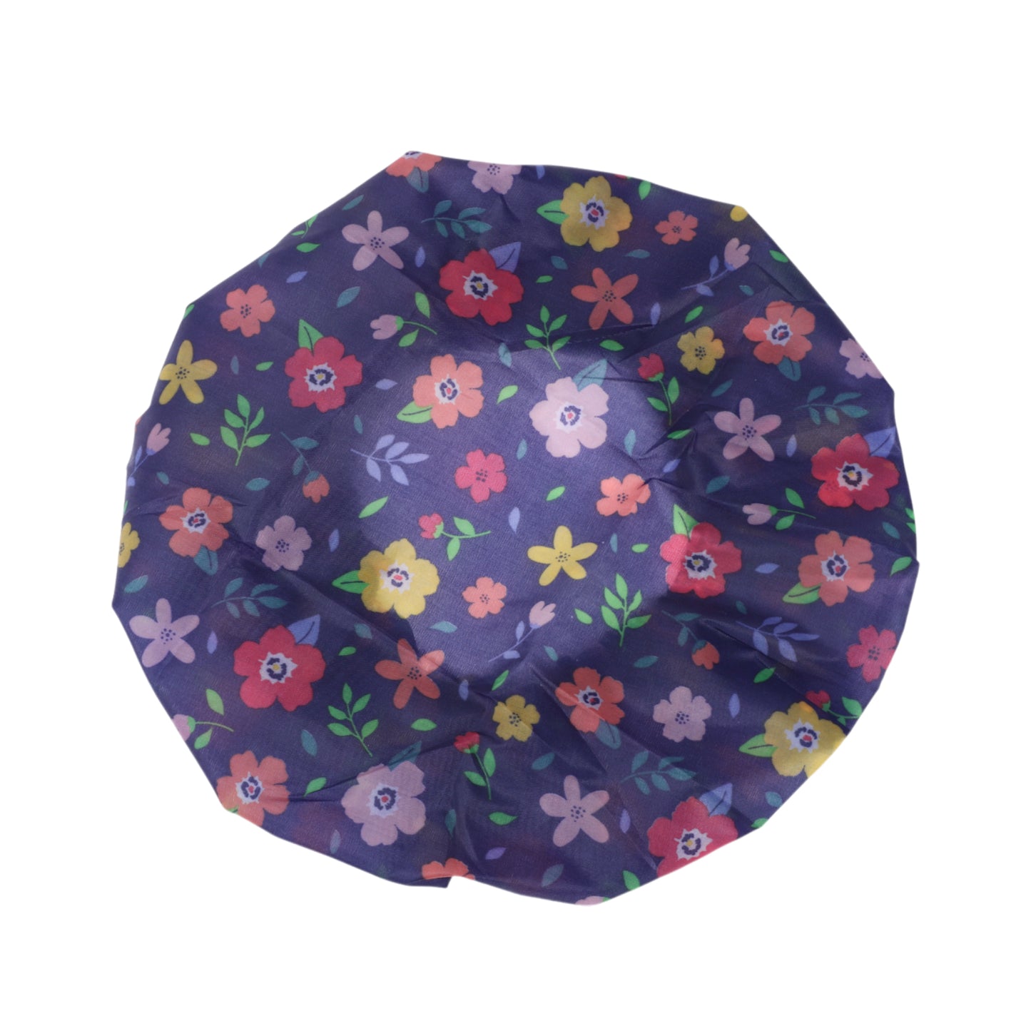 3 Pcs Flower Single Layer Shower Cap for Bathroom Dark Blue