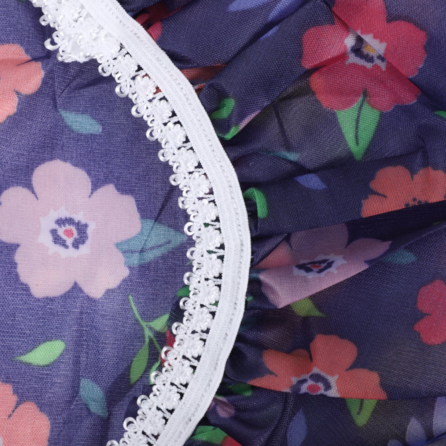 3 Pcs Flower Single Layer Shower Cap for Bathroom Dark Blue