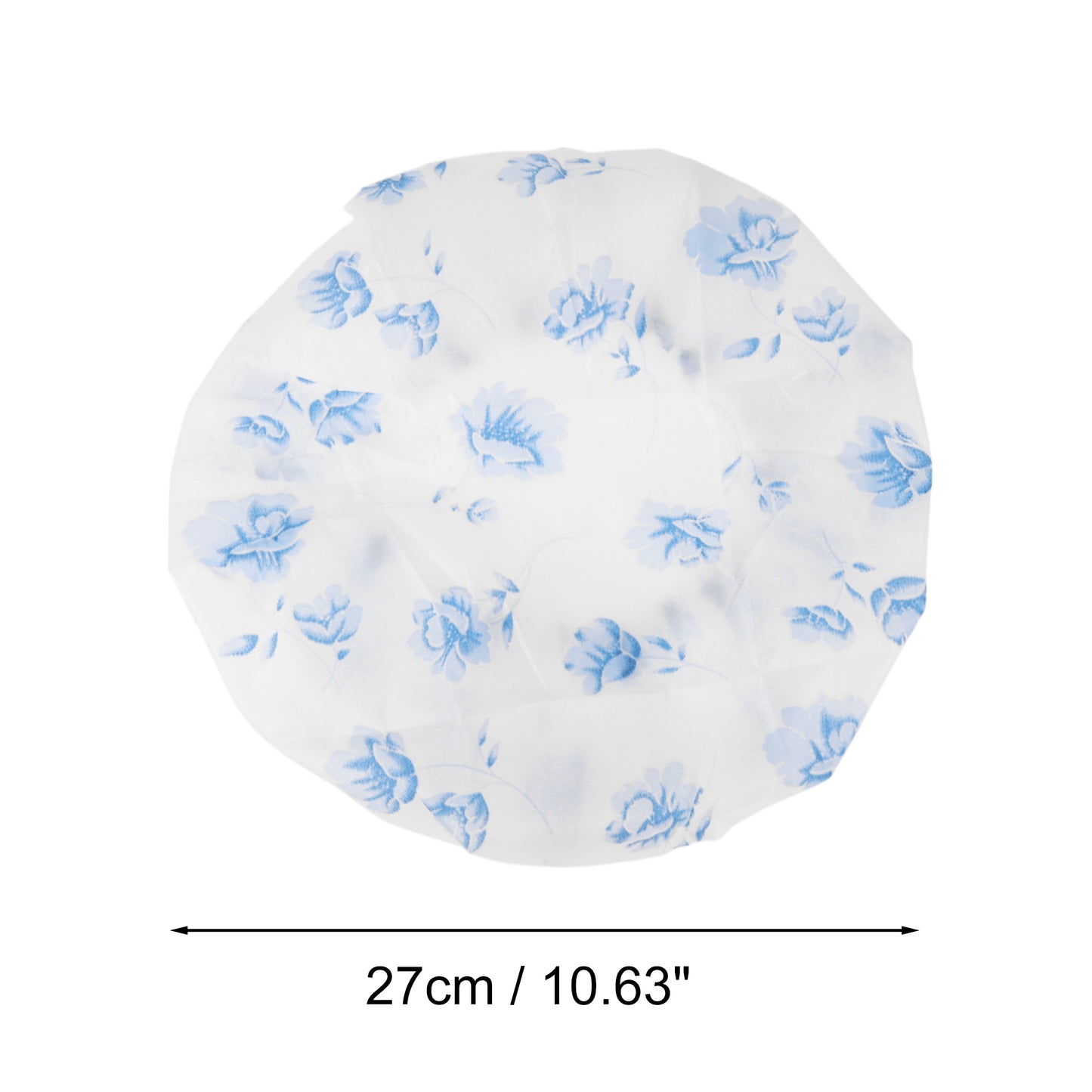 3 Pcs Flower Single Layer Shower Cap for Bathroom White Blue