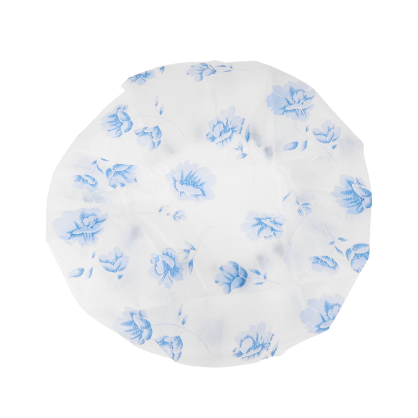 3 Pcs Flower Single Layer Shower Cap for Bathroom White Blue