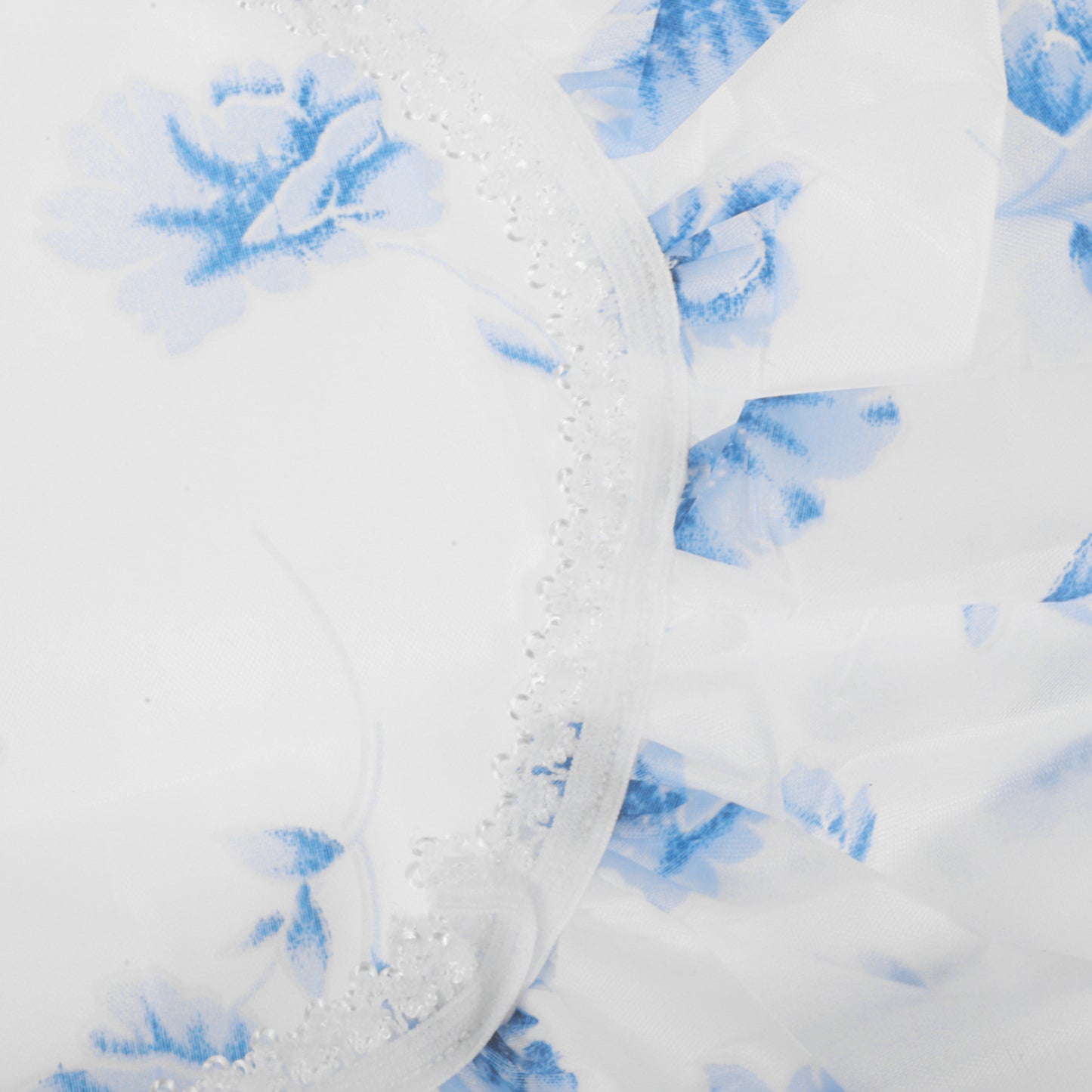 3 Pcs Flower Single Layer Shower Cap for Bathroom White Blue