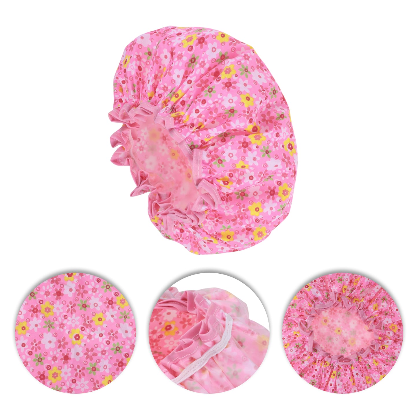 1 Pc Ditsy Floral Double Layer Shower Cap for Bathroom Red