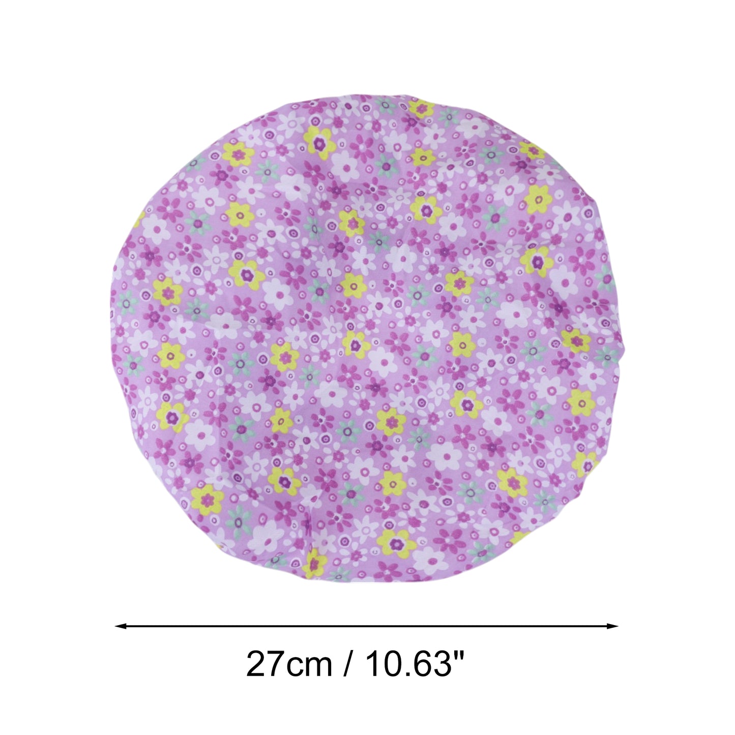 1 Pc Ditsy Floral Double Layer Shower Cap for Bathroom Purple