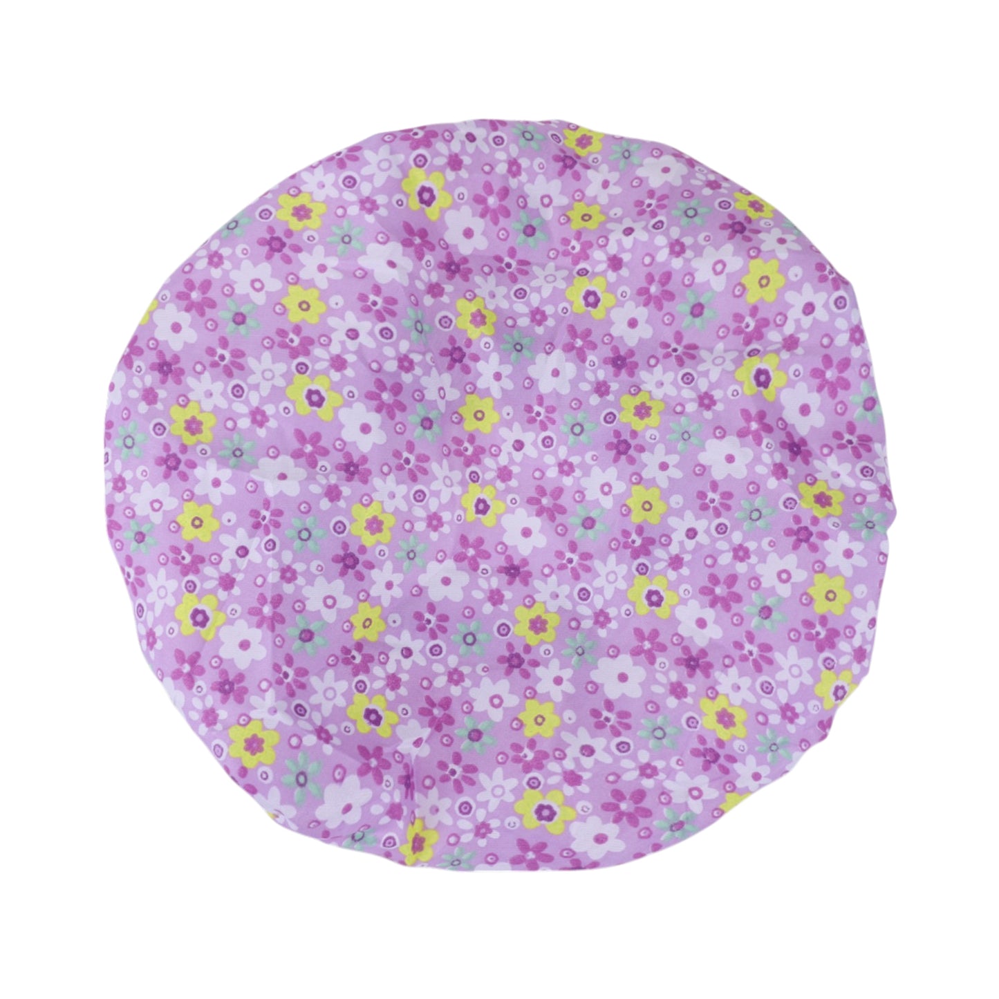 1 Pc Ditsy Floral Double Layer Shower Cap for Bathroom Purple