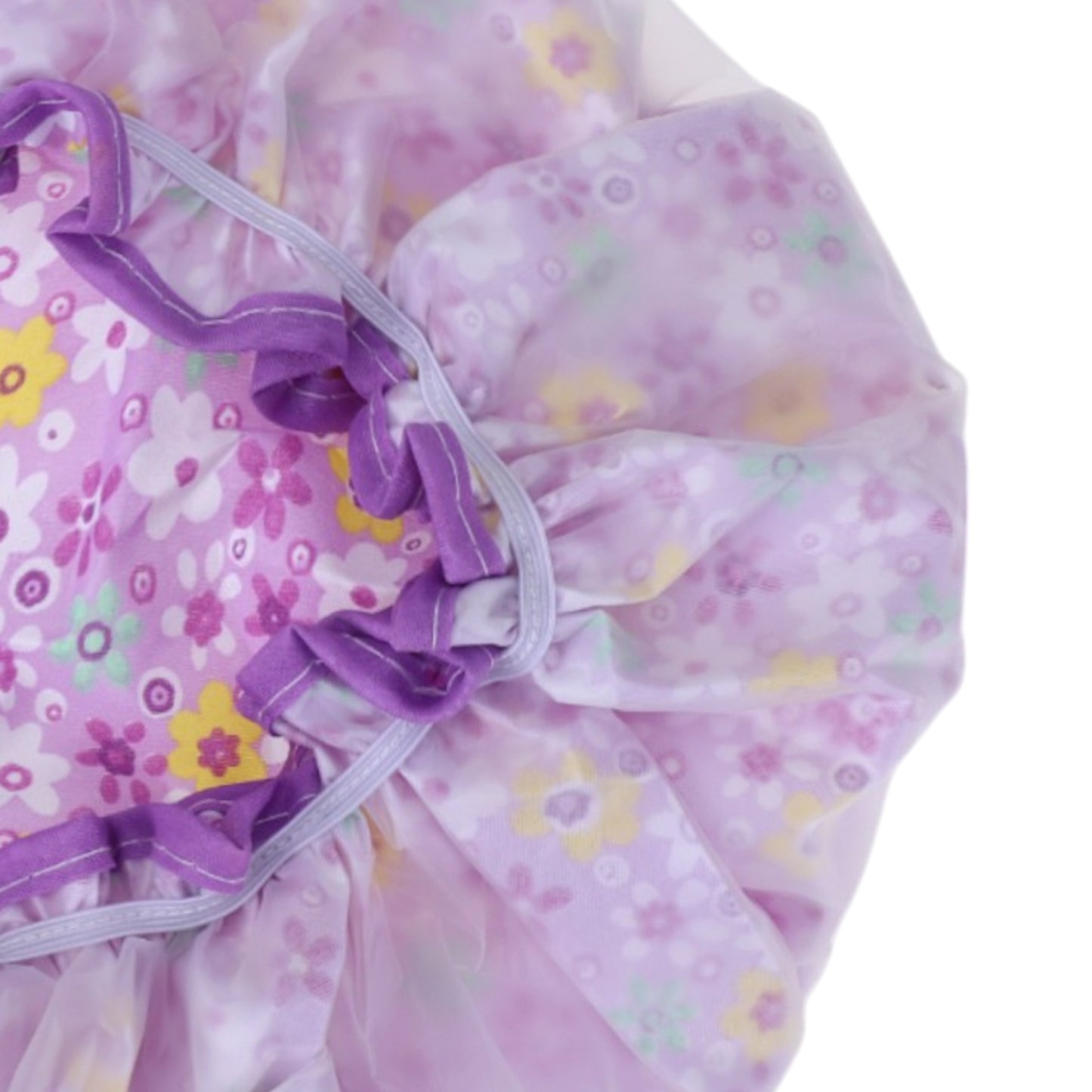 1 Pc Ditsy Floral Double Layer Shower Cap for Bathroom Purple