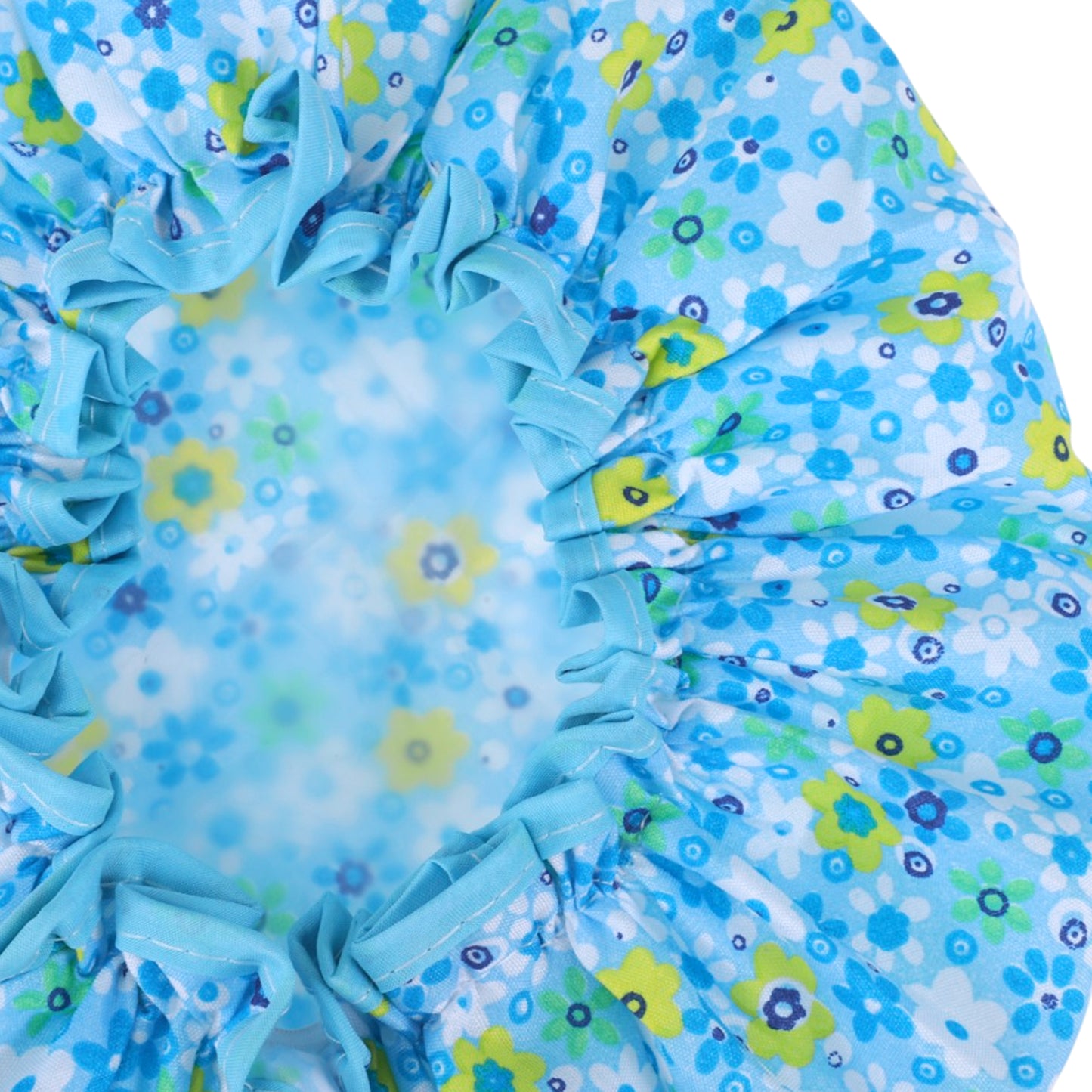 1 Pc Ditsy Floral Double Layer Shower Cap for Bathroom Blue