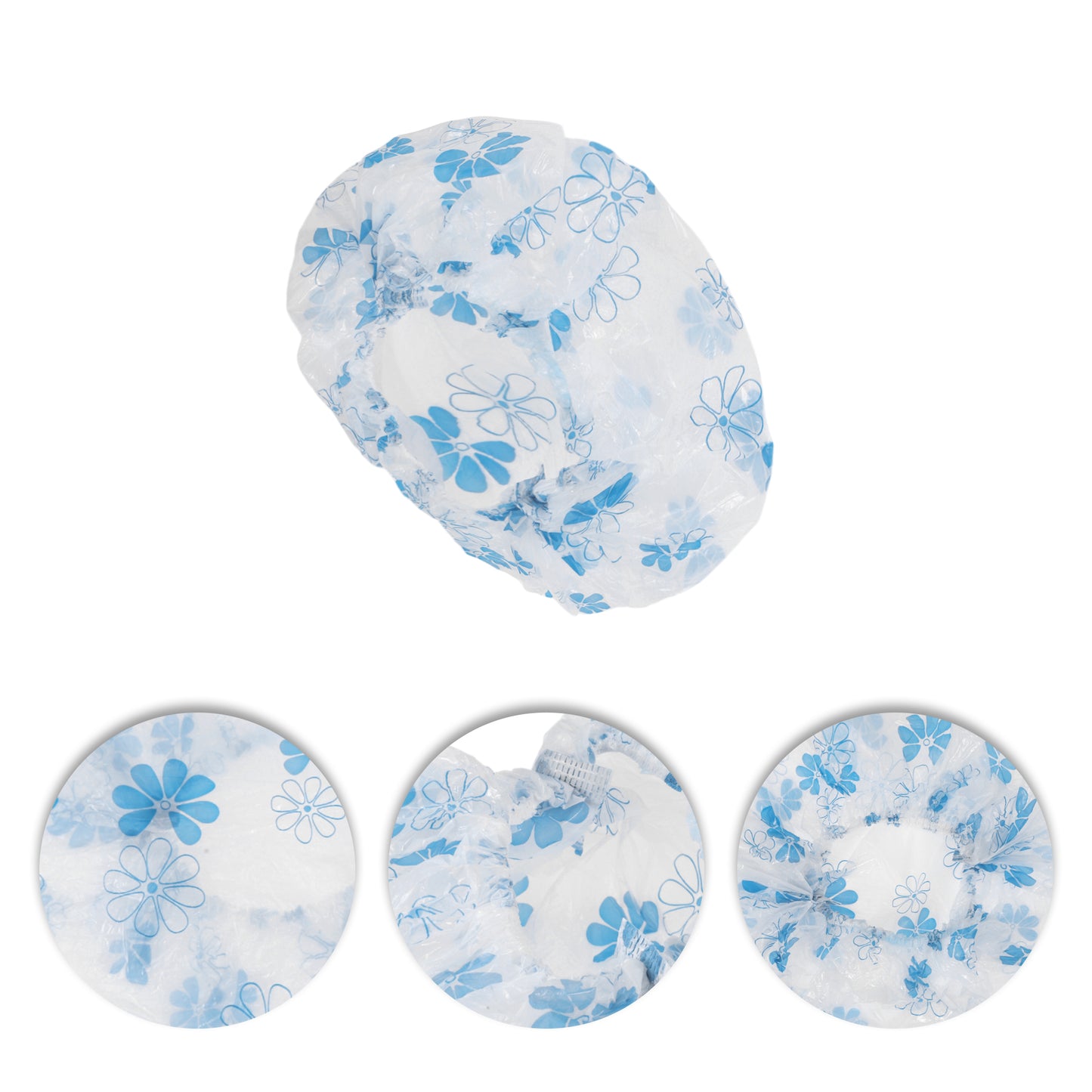 6 Pcs Disposable Flower Shower Cap for Bathroom Yellow Blue
