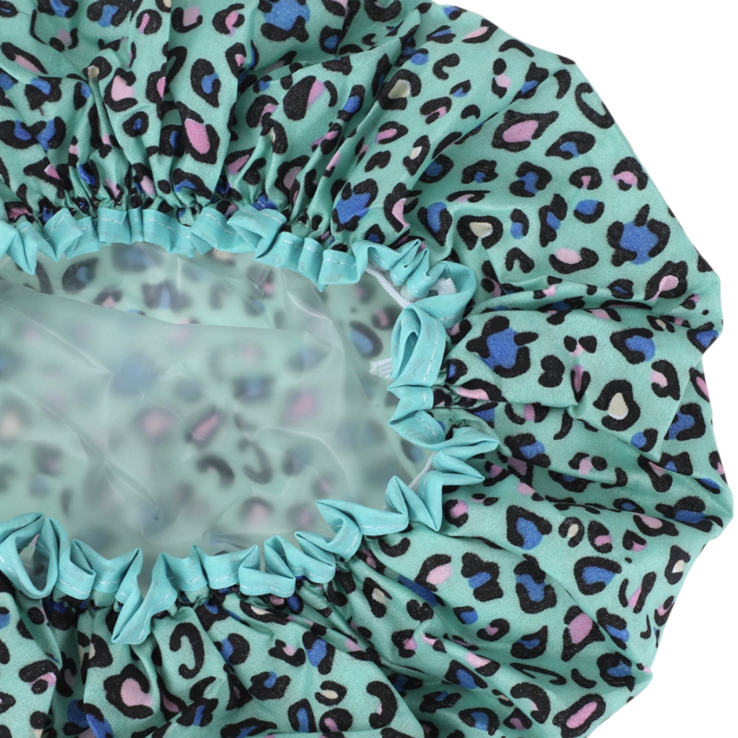 1 Pc Leopard Double Layer Shower Cap for Bathroom Blue