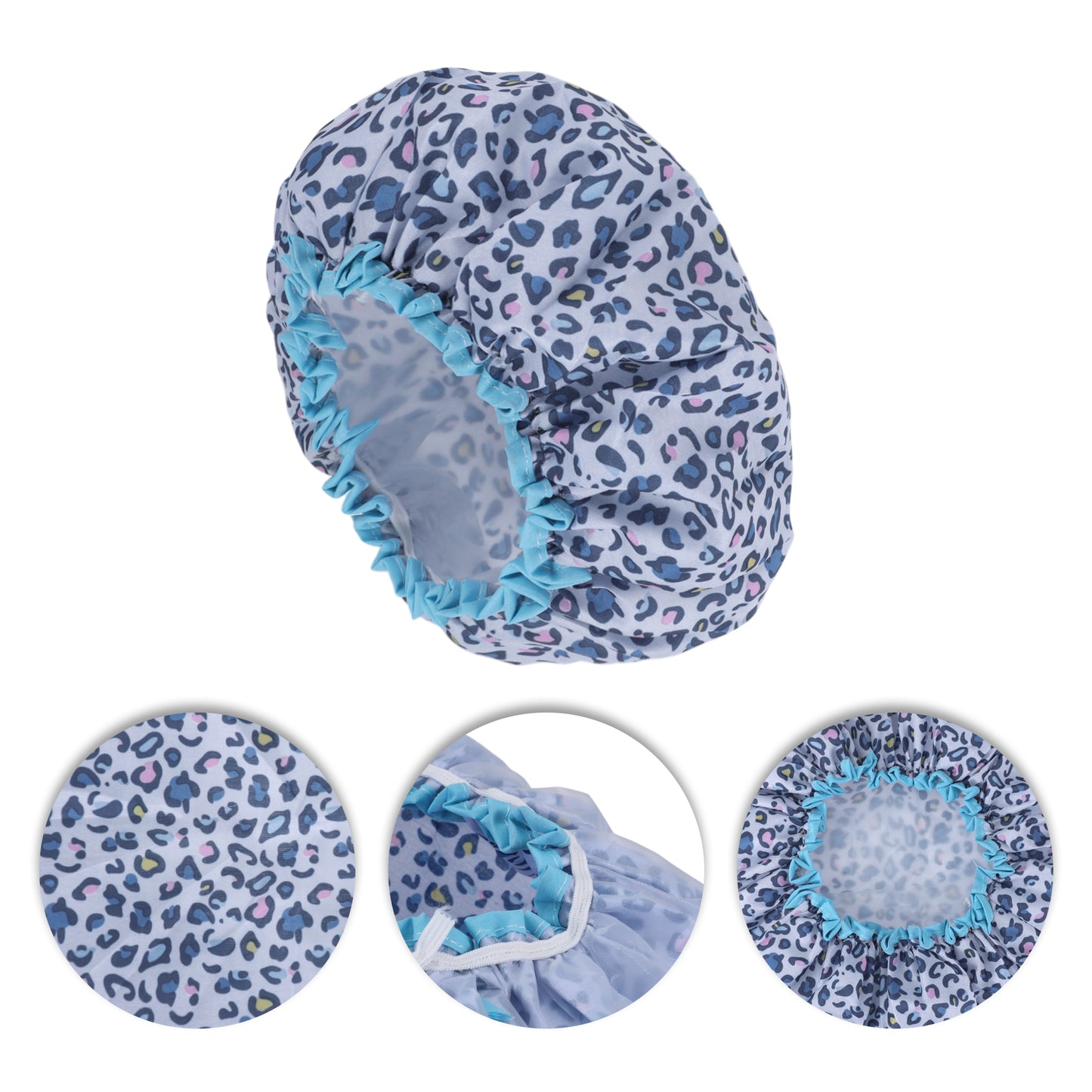 1 Pc Leopard Double Layer Shower Cap for Bathroom Purple