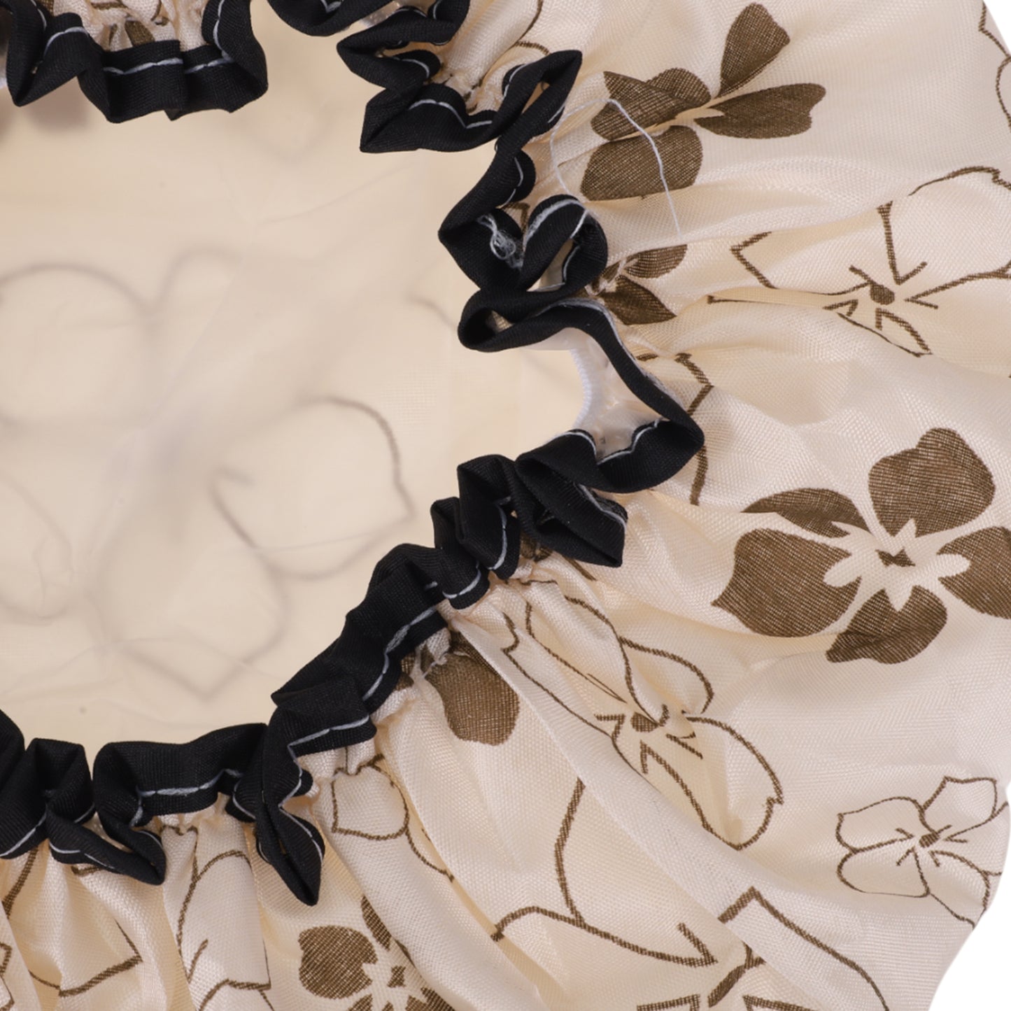 1 Pc Floral Double Layer Shower Cap for Bathroom Coffee Color