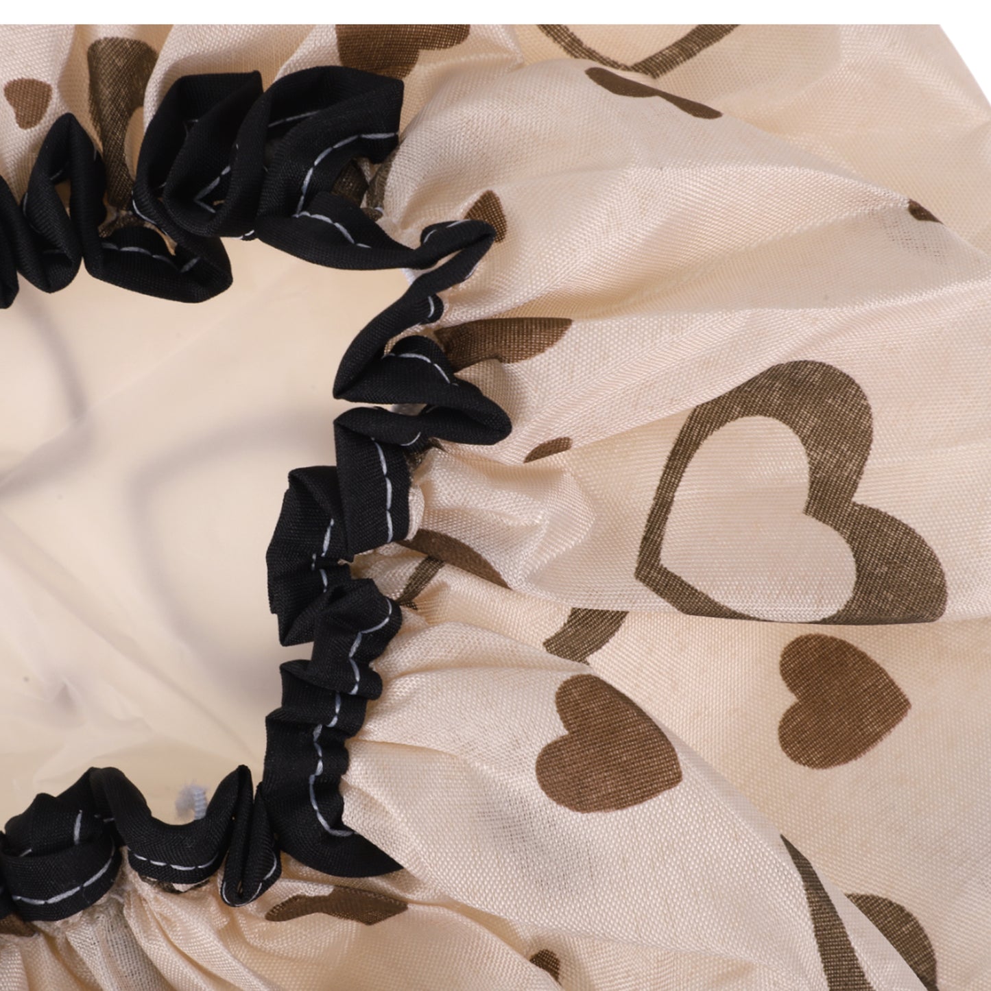 1 Pc Heart Double Layer Shower Cap for Bathroom Coffee Color