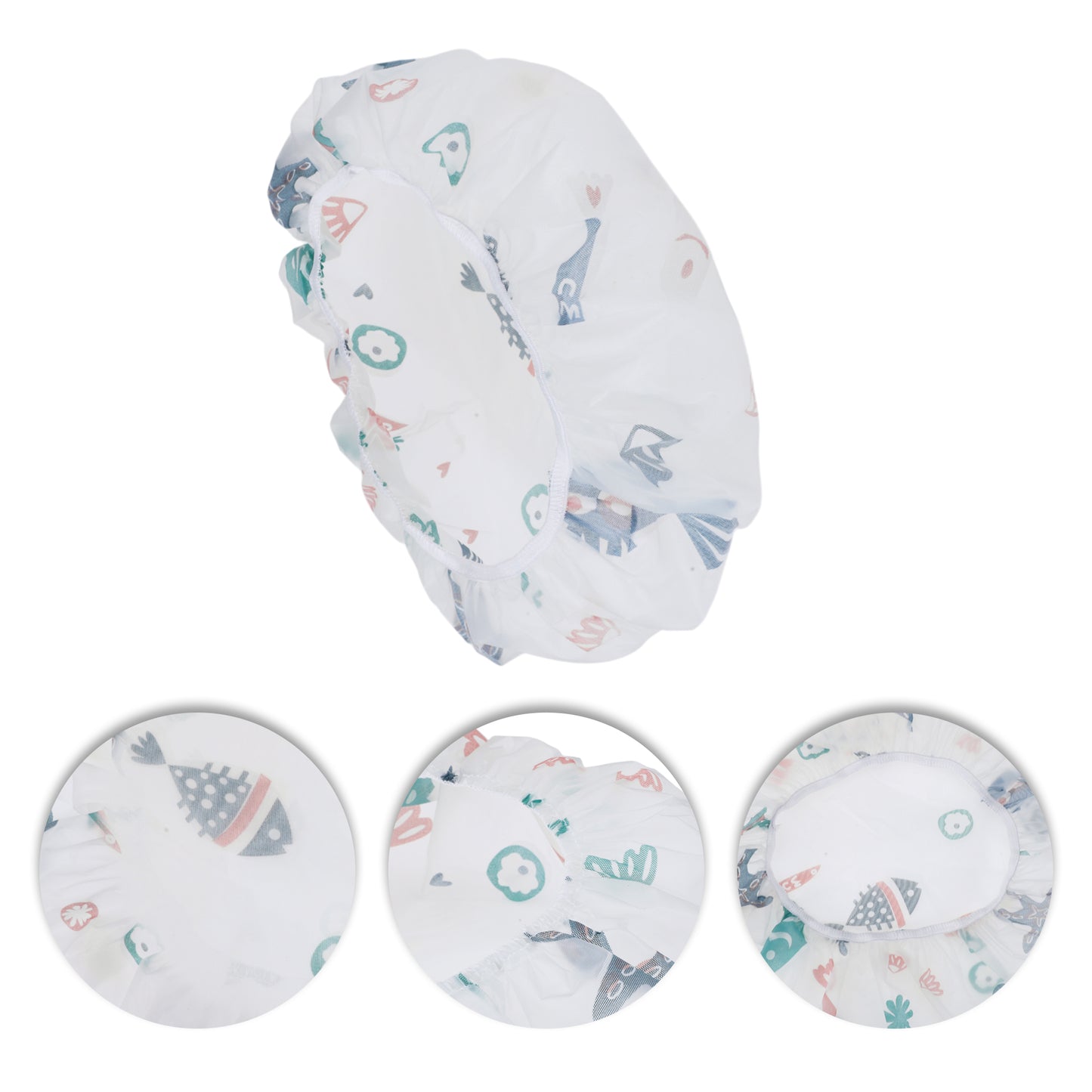 5 Pcs Fish Single Layer Shower Cap for Bathroom White