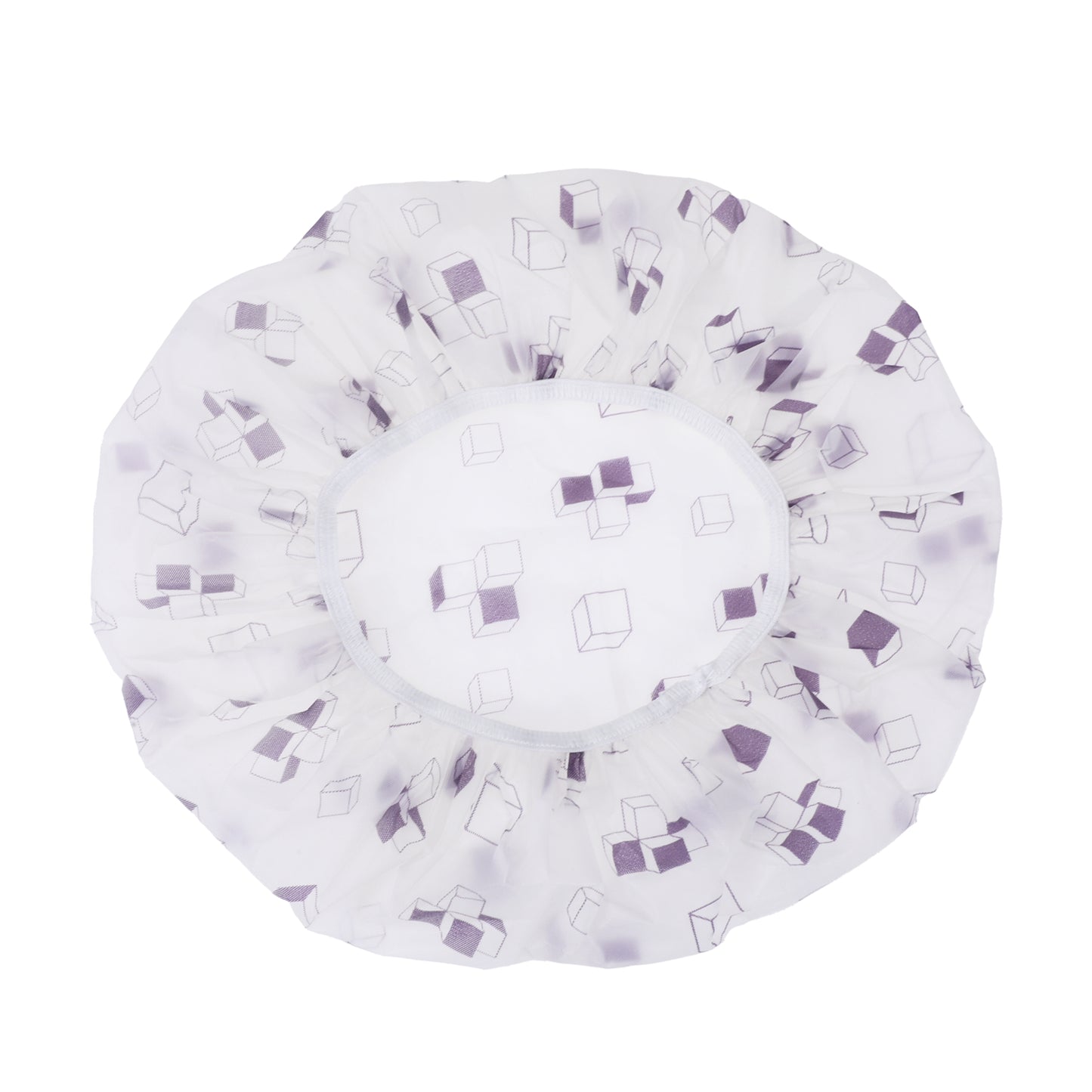 5 Pcs Geometric Single Layer Shower Cap for Bathroom Purple White