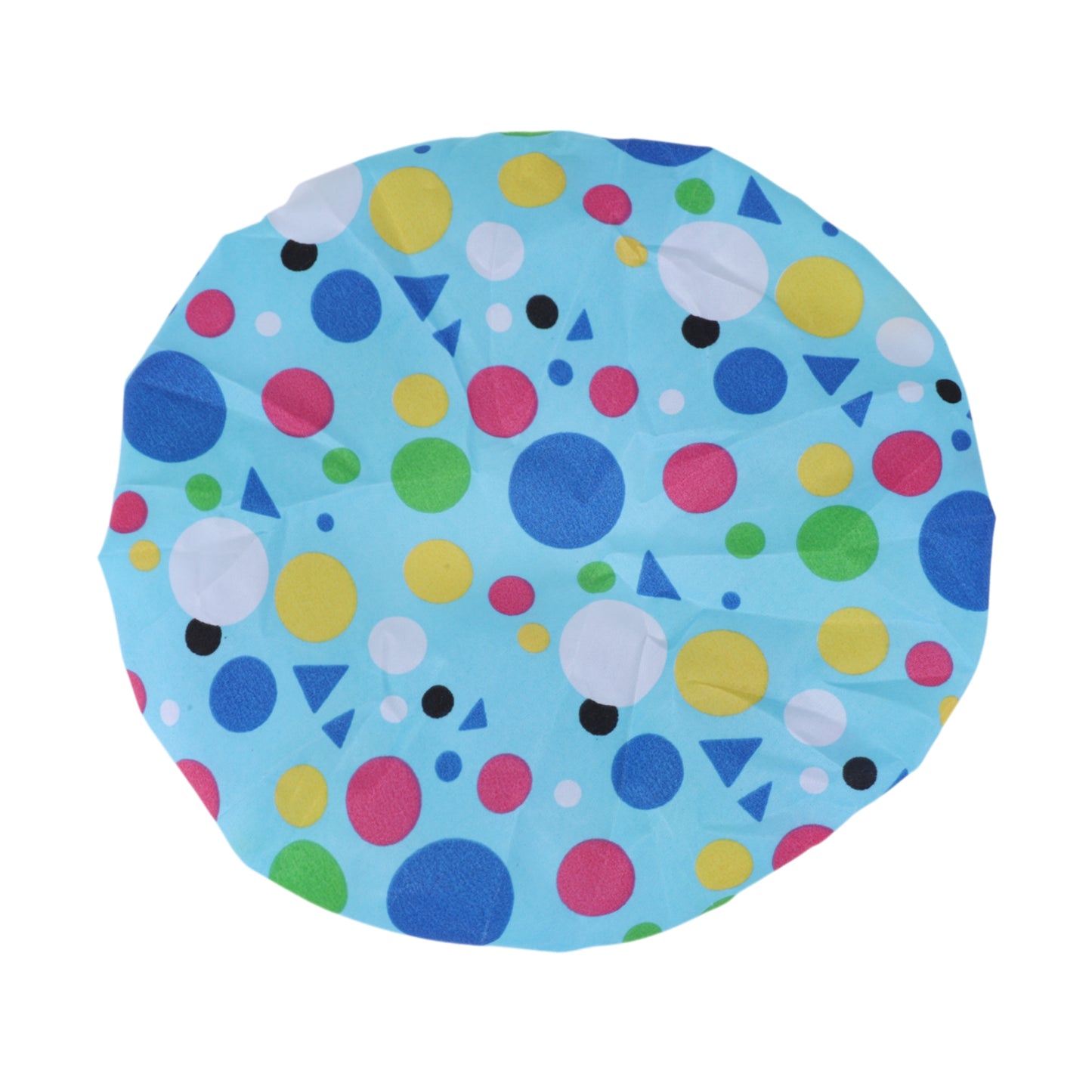 1 Pc Geometric Double Layer Shower Cap for Bathroom Blue