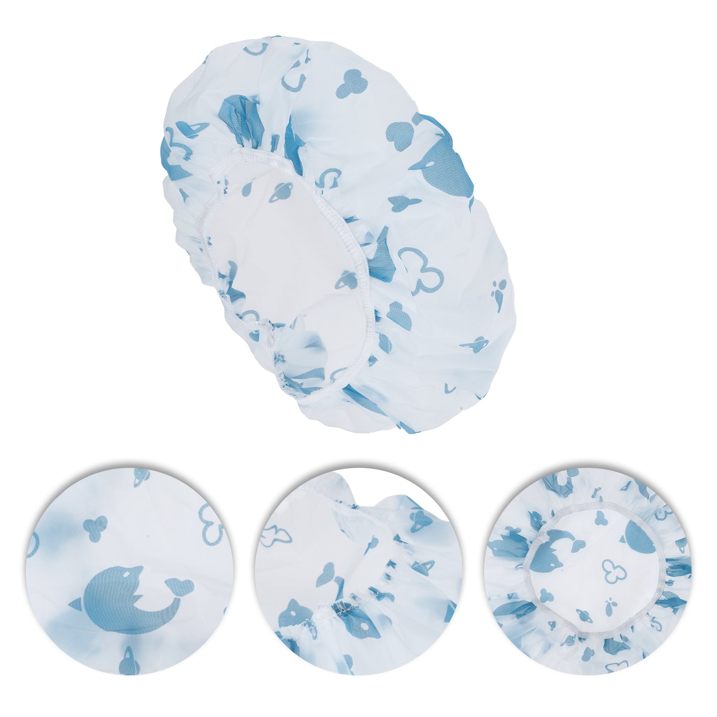 5 Pcs Print Single Layer Shower Cap for Bathroom Blue