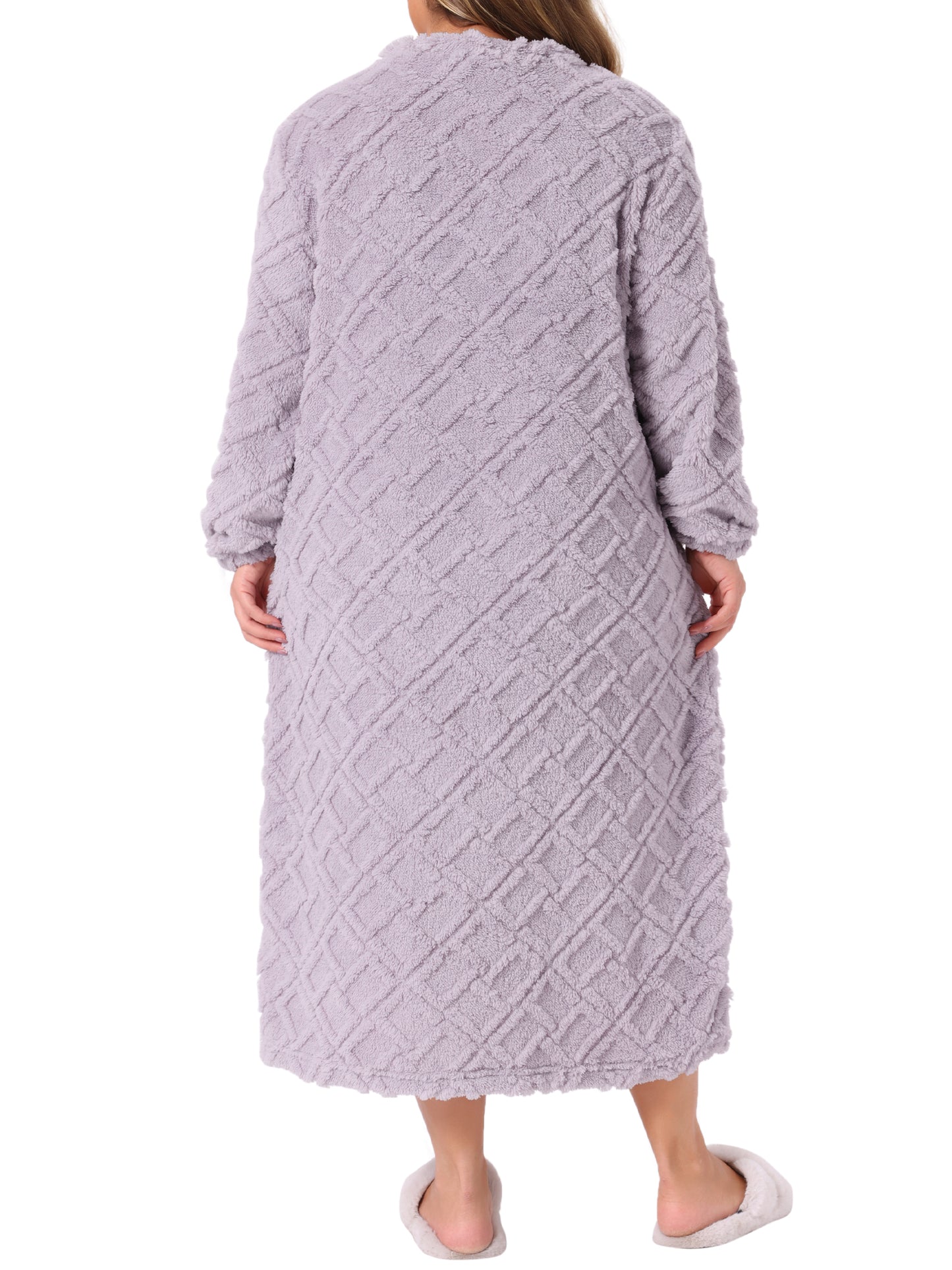 Women's Plus Size Long Sleeve Pajama Dress Fuzzy Loungewear Loose Long Nightgowns