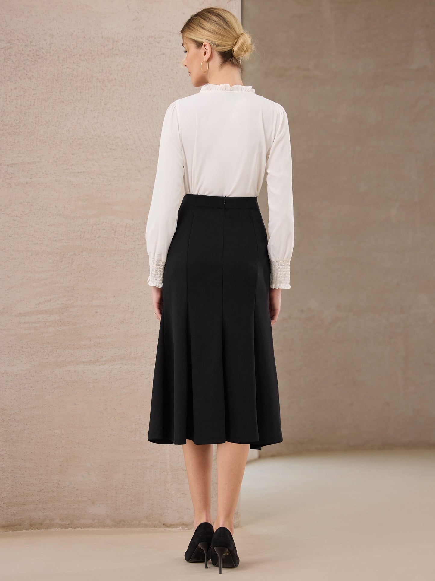 Women's High Elastic Waisted Fishtails Midi Mermaid Skirt