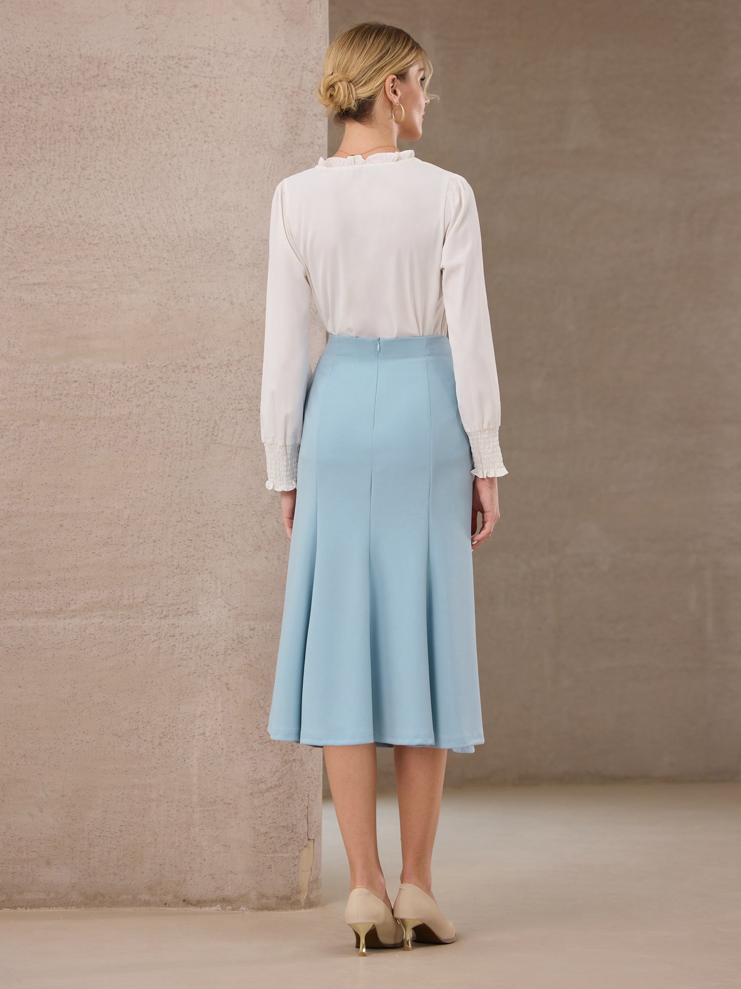 Women's High Elastic Waisted Fishtails Midi Mermaid Skirt