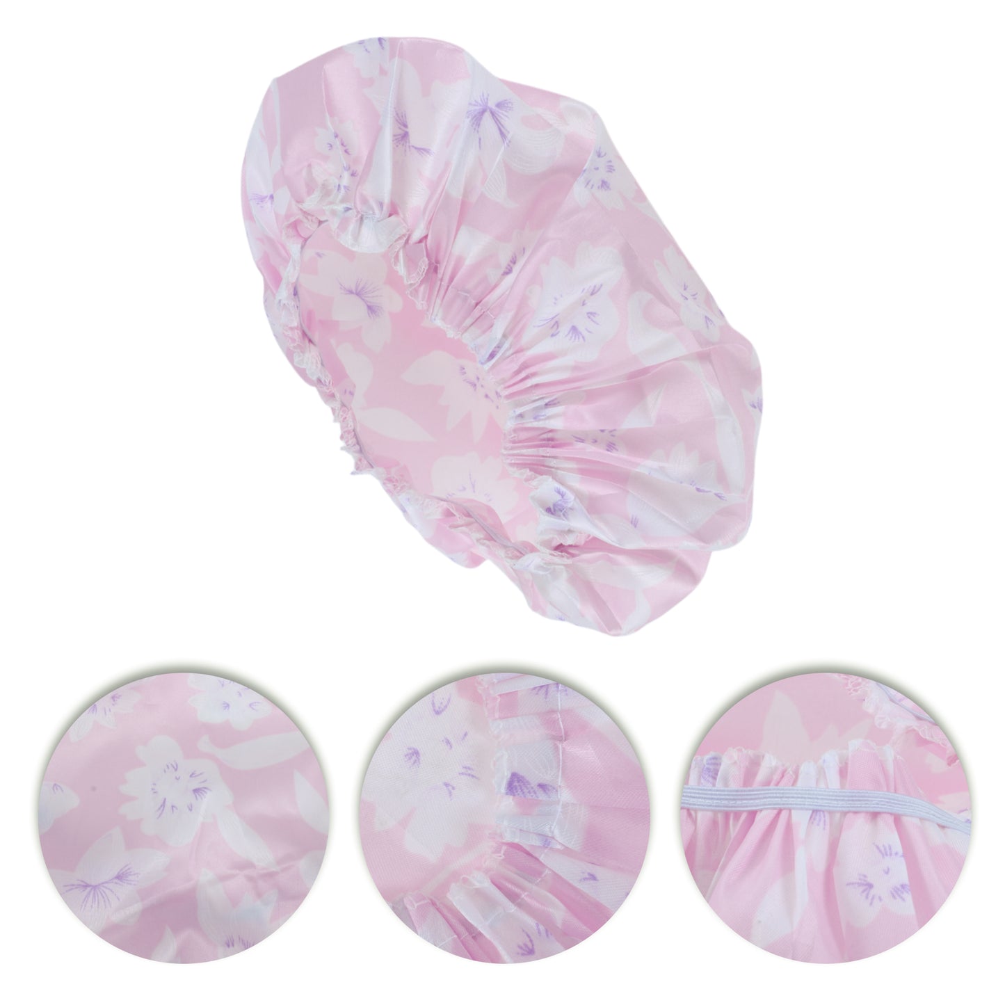 2 Pcs Durable Shower Cap for Business Travel Pink