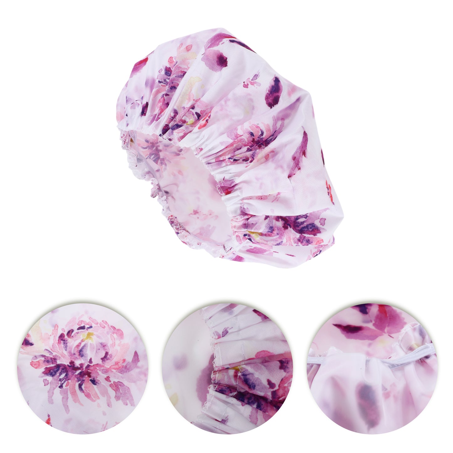 1 Pc Durable Shower Cap for Business Travel White Purple