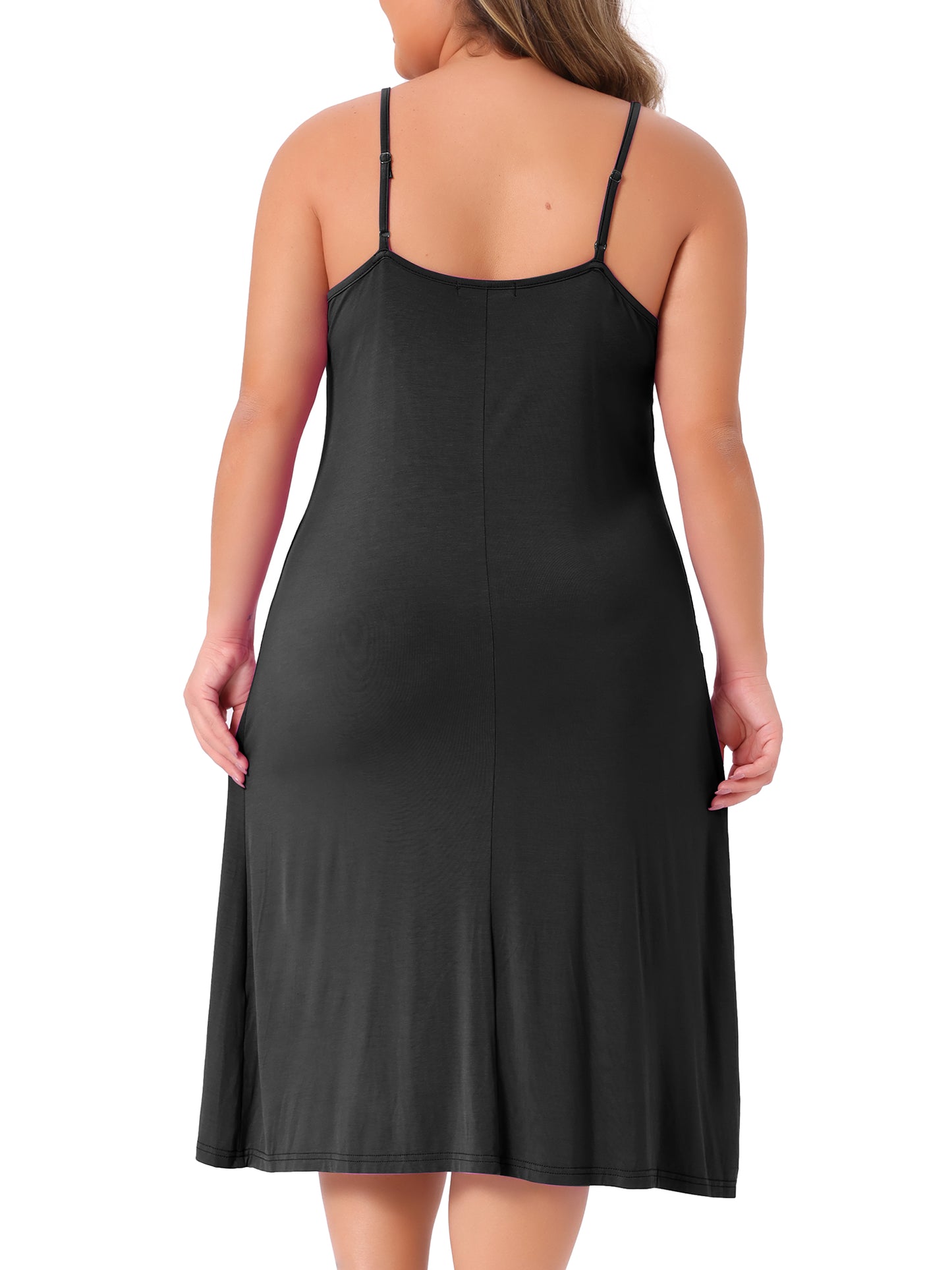 Women Plus Size Nightgown Spaghetti Strap Full Slip Cami Midi Under Dress