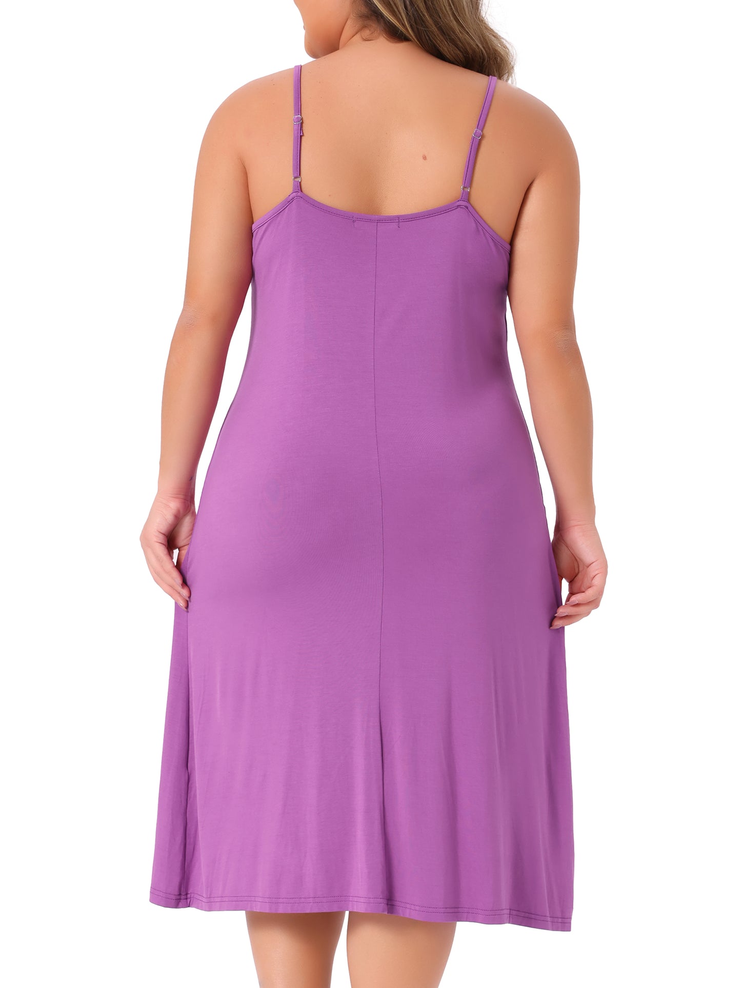 Women Plus Size Nightgown Spaghetti Strap Full Slip Cami Midi Under Dress