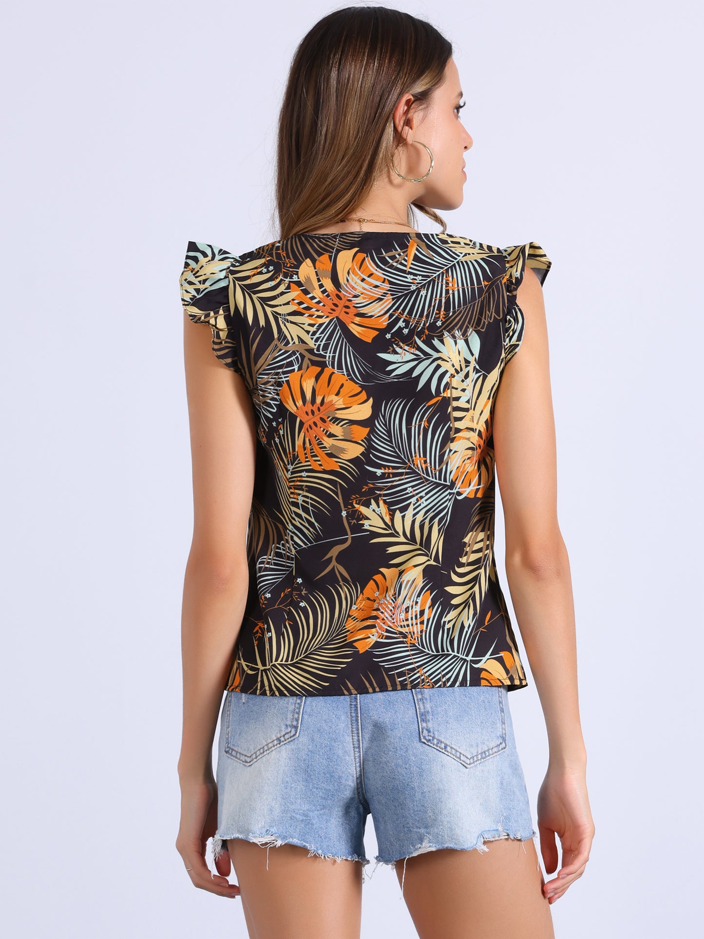 Women's Tropical Tank Top Floral Print Square Neck Summer Beach Vest Top