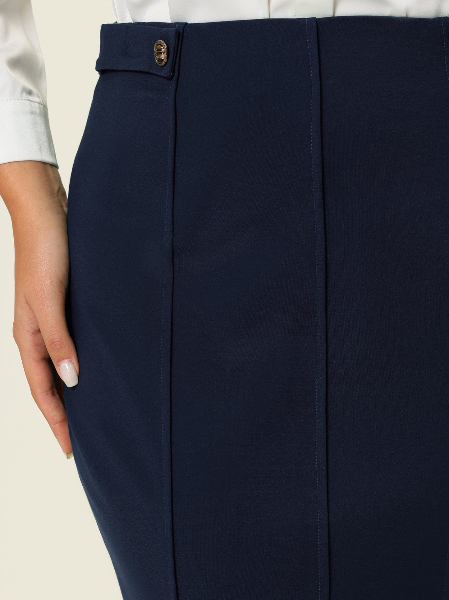 Women's Work Pencil Skirt High Waist Office Stretch Bodycon Midi Skirt