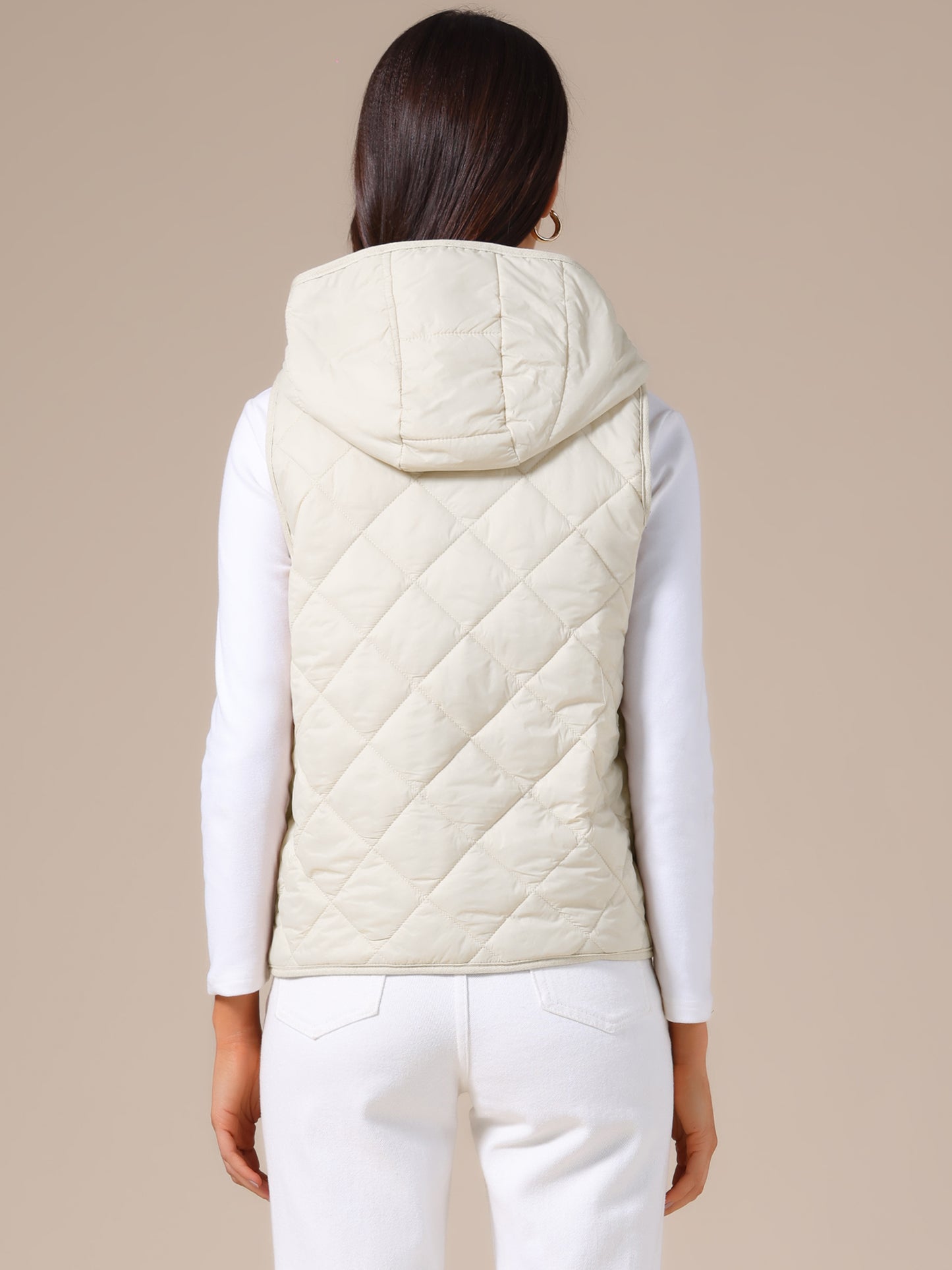 Women's Lightweight Hooded Sleeveless Button Down Puffer Vest