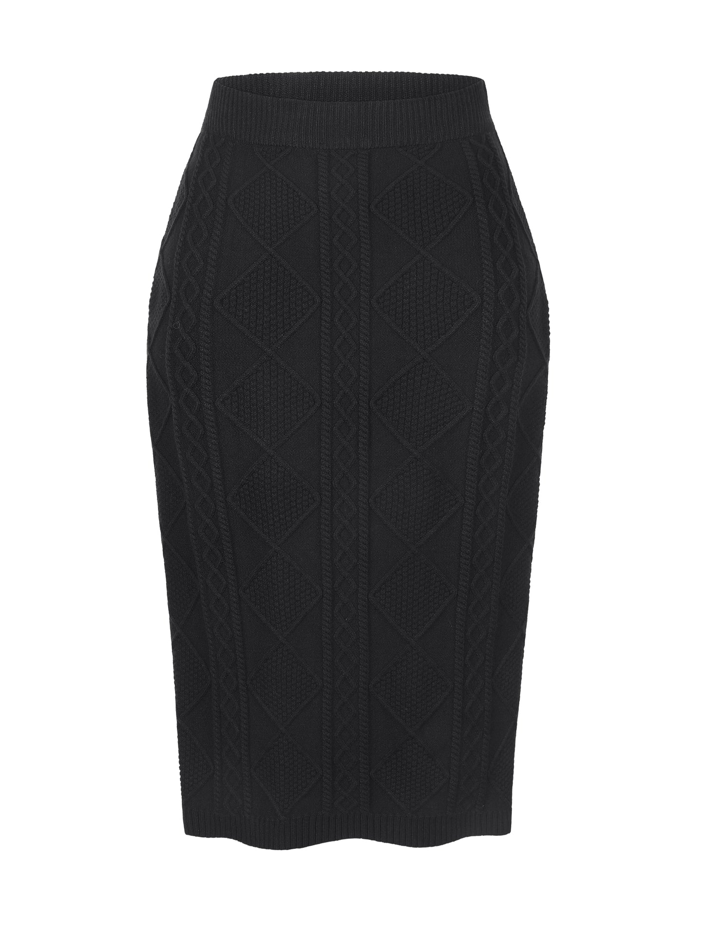 Falda midi de tubo elástica de cintura alta con punto acanalado para mujer