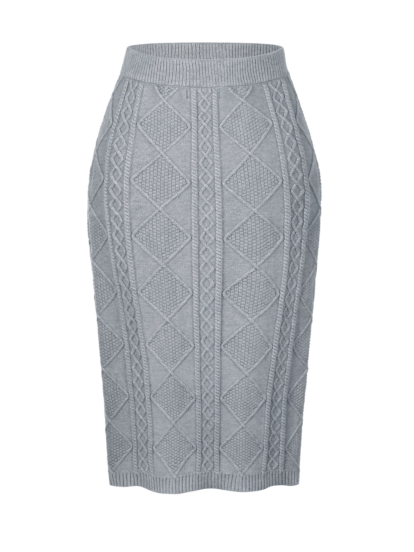 Falda midi de tubo elástica de cintura alta con punto acanalado para mujer