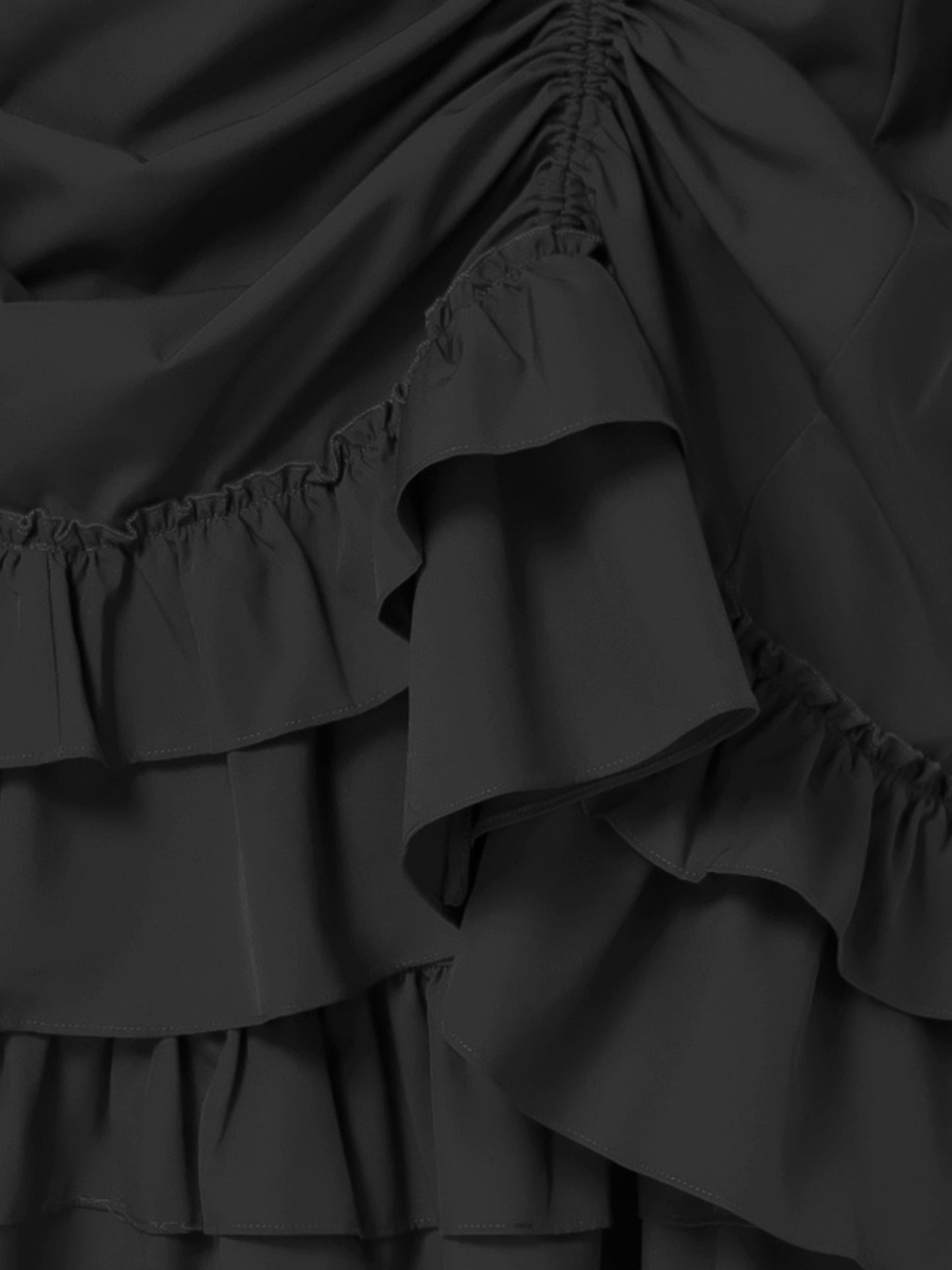 Women's Steampunk Ruffle Layered Drawstring Vintage Gothic Victorian Skirt