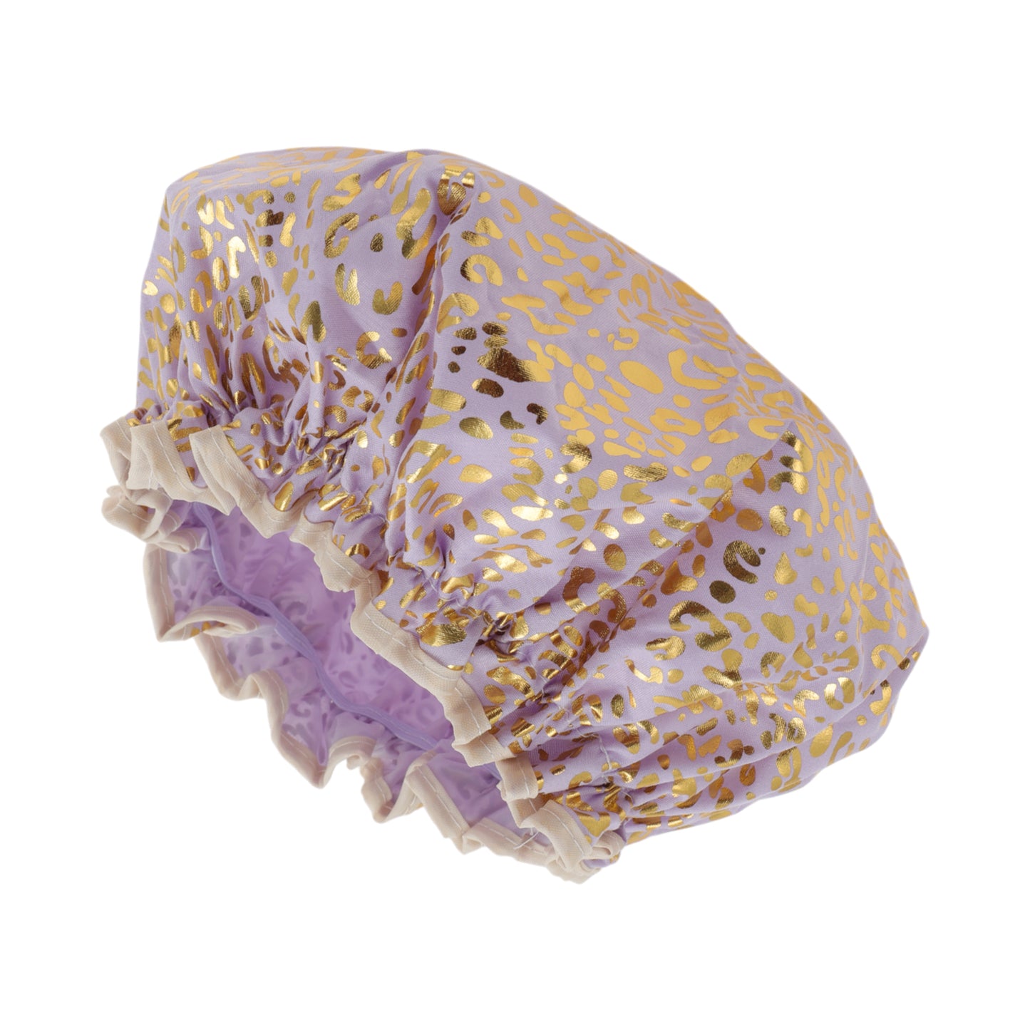 1 Pc Reusable Leopard Spots Shower Cap for Shower Purple